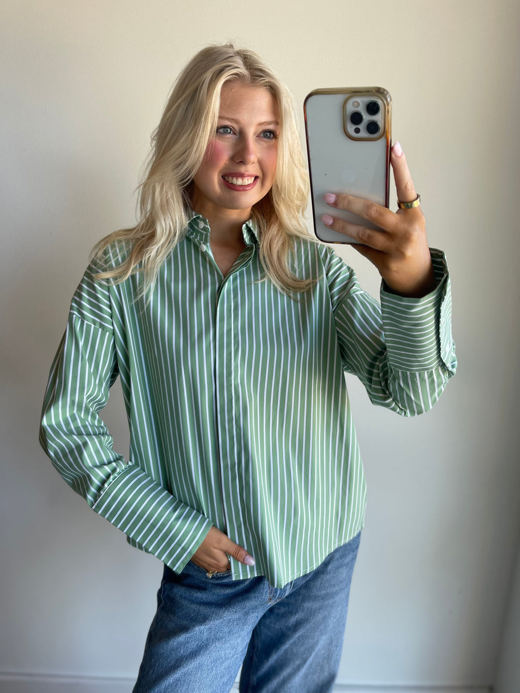 Sage Stripe Button Down Shirt
