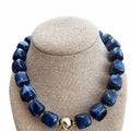 Navy Blue Cube Bead Necklace