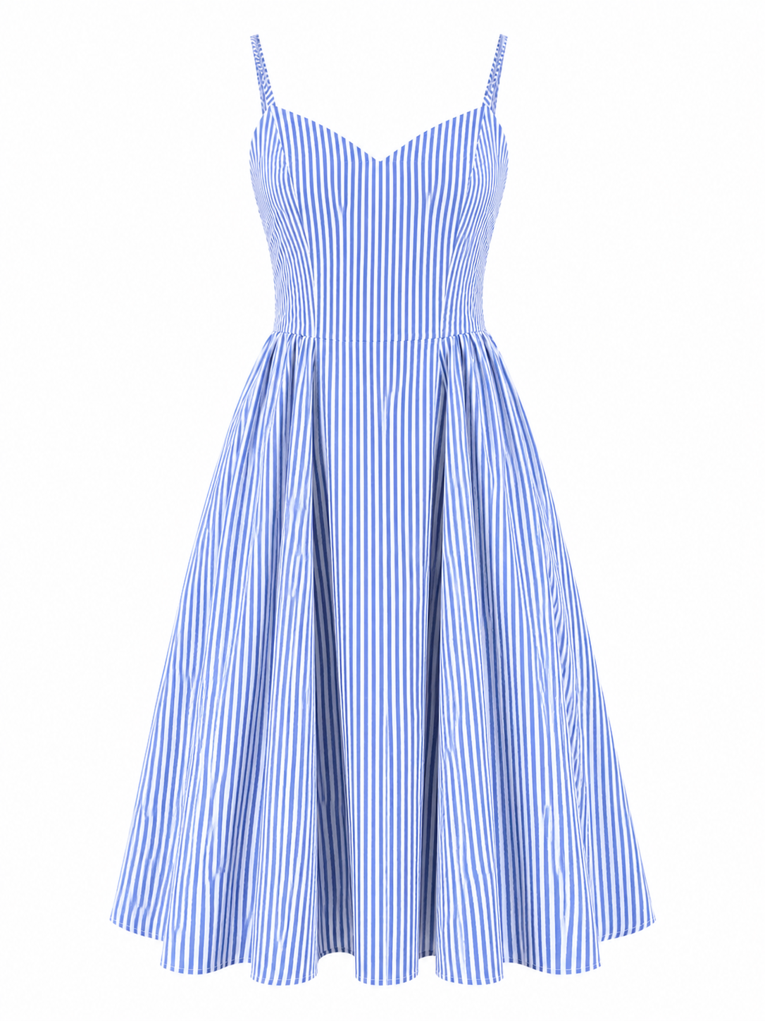 blue and white midi summer dress Summer Blue Stripe Flutter Sleeve Midi Dress, X Large main image 0