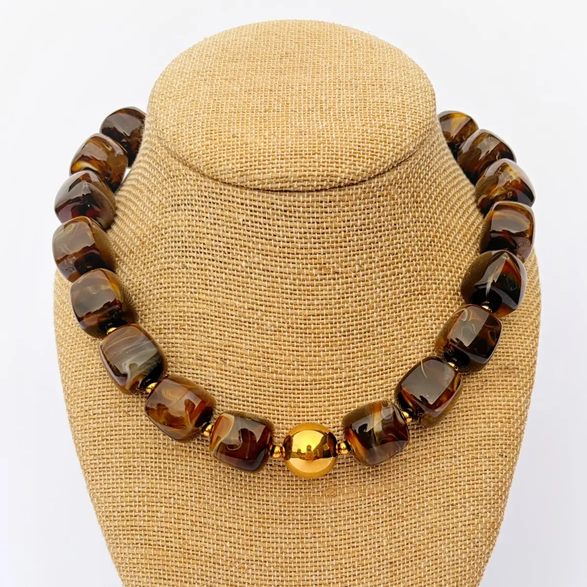 Brown Cube Bead Necklace