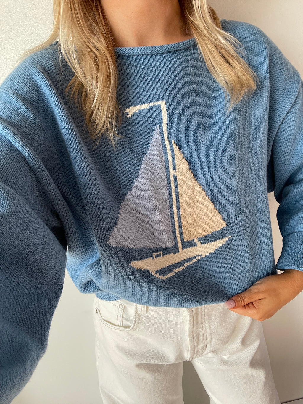 Sailboat Roll Neck Sweater