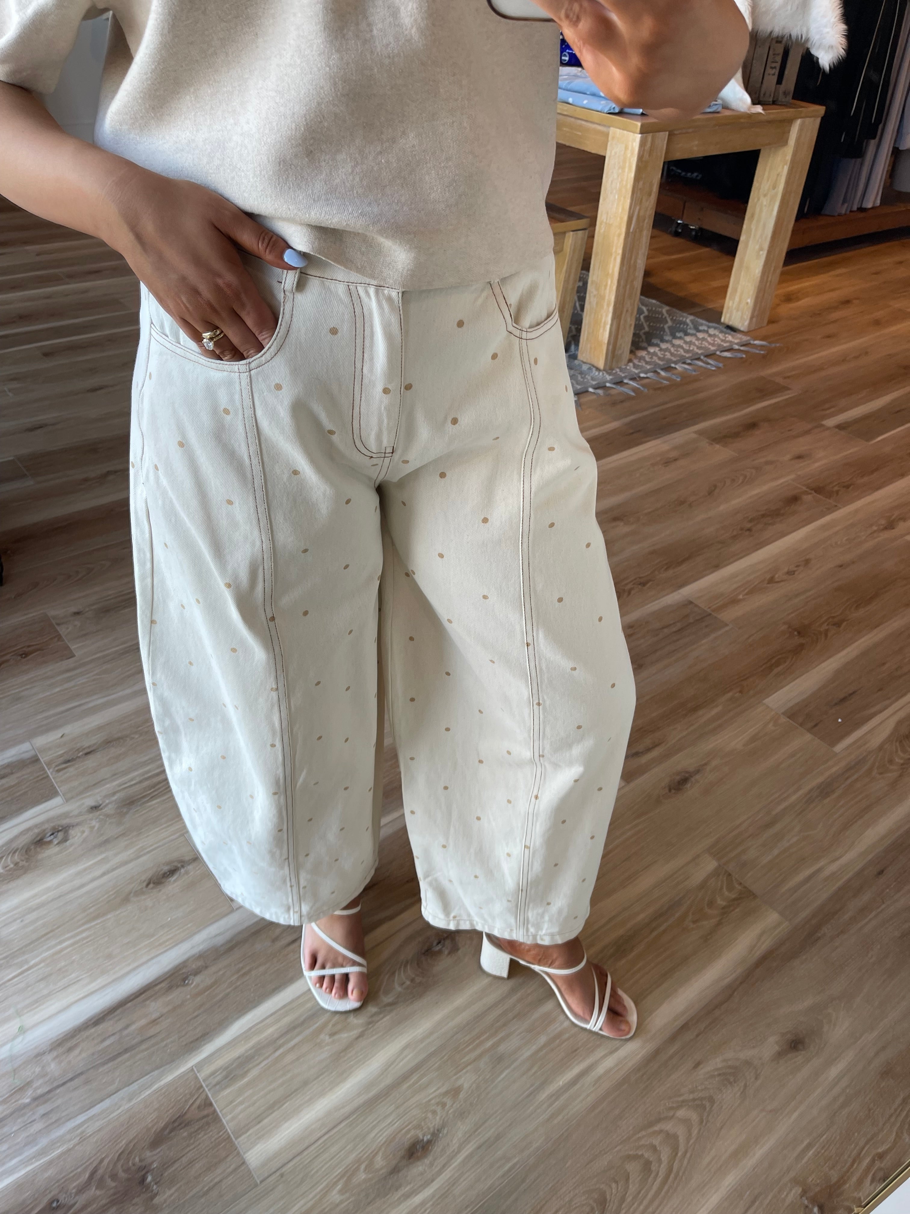 Mini Polka Dot Barrel Jeans