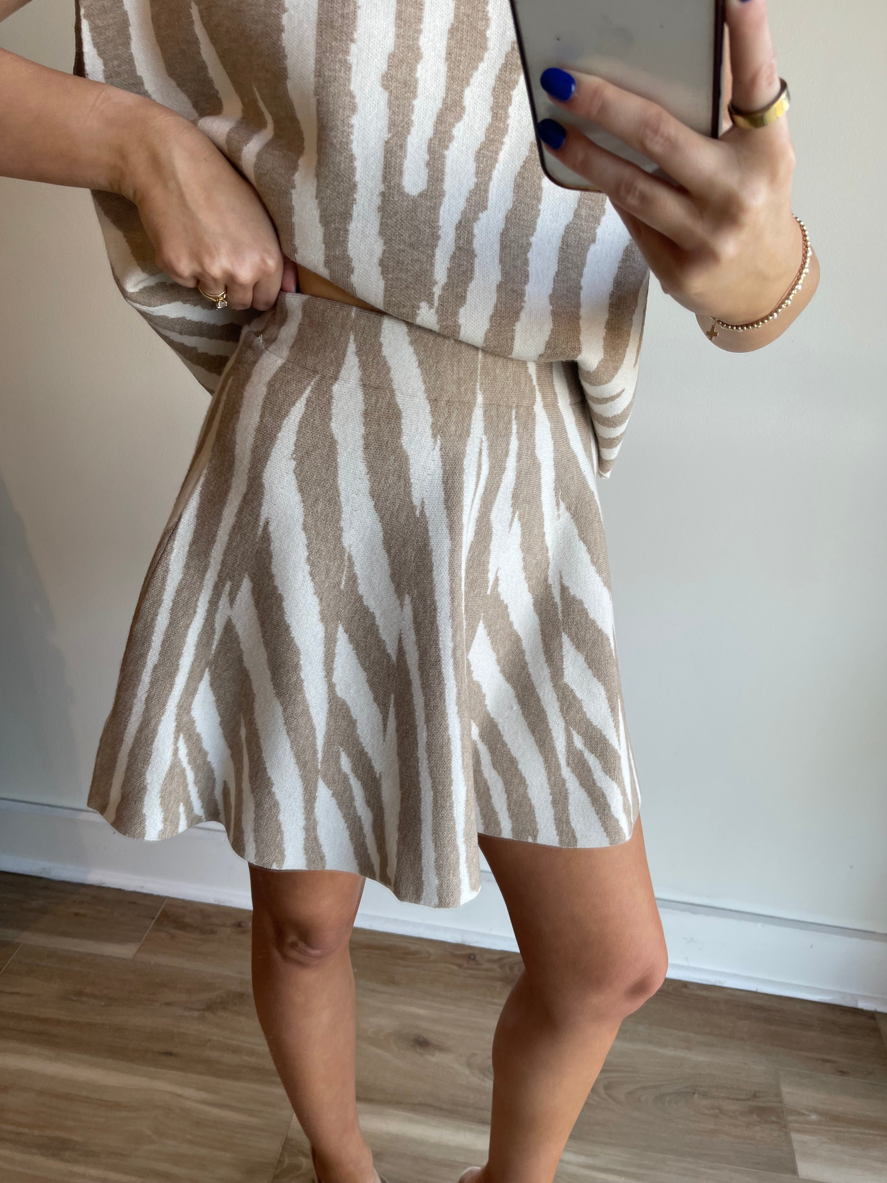 Tiger Knit Mini Skirt