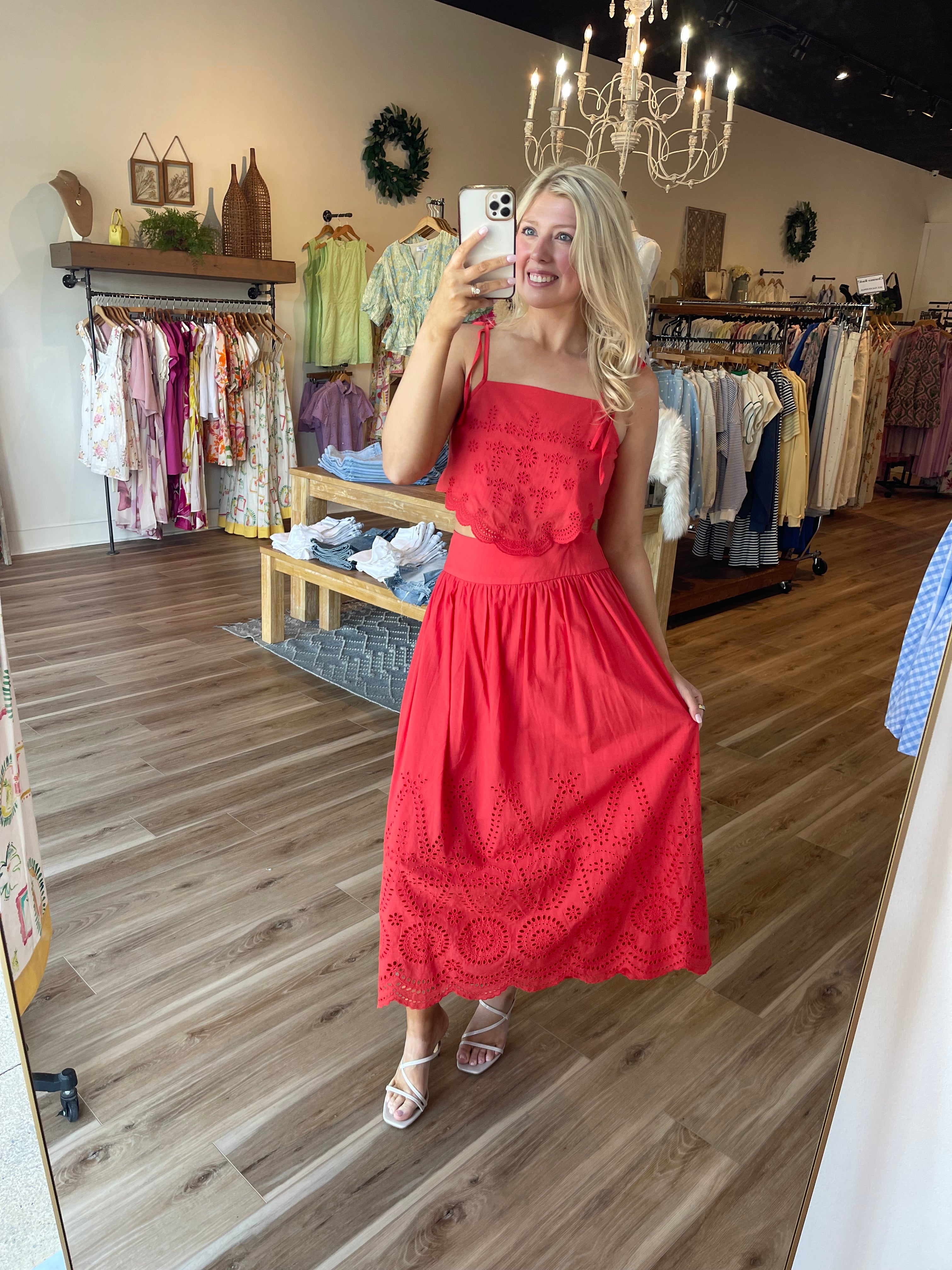 Ashley Eyelet Skirt Set