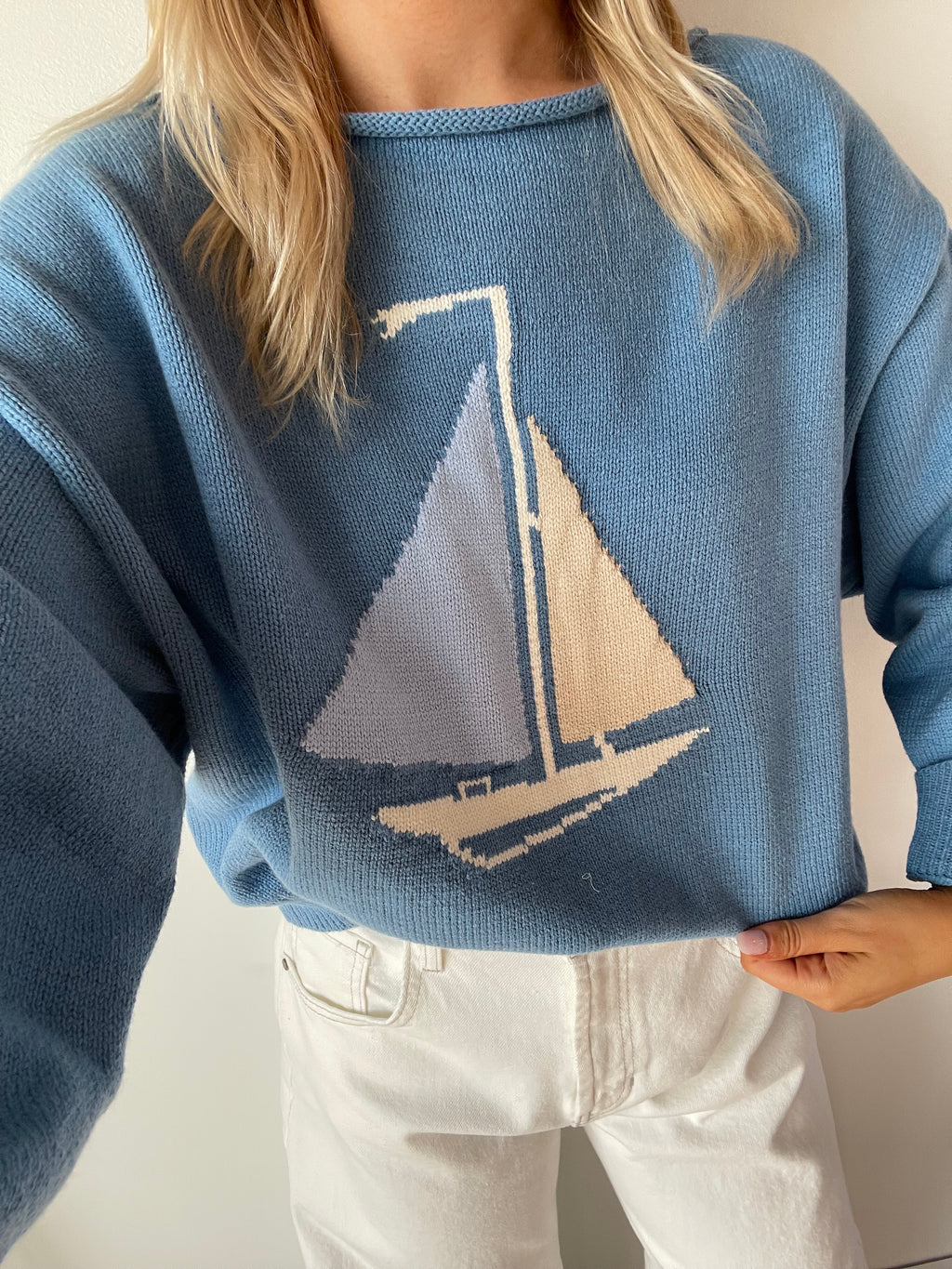 Sailboat Roll Neck Sweater