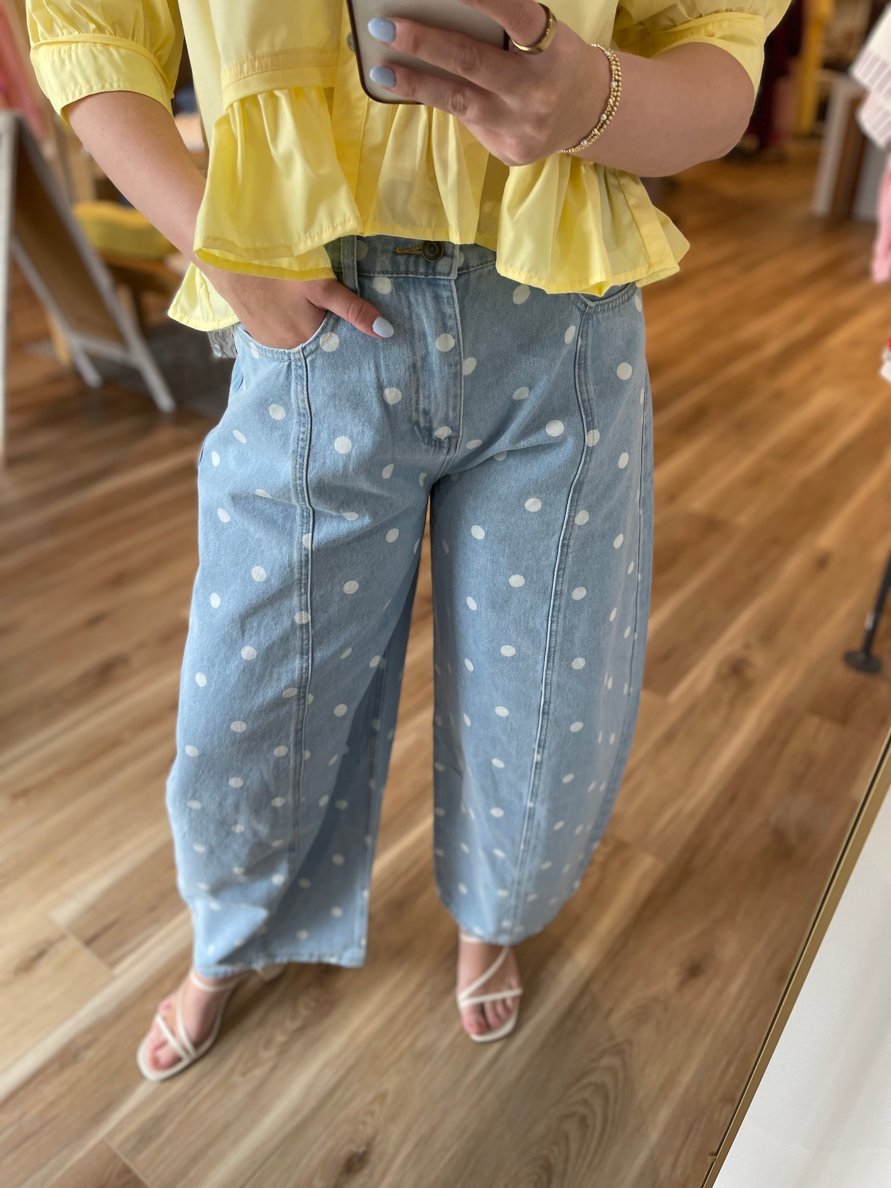 Polka Dot Barrel Jeans