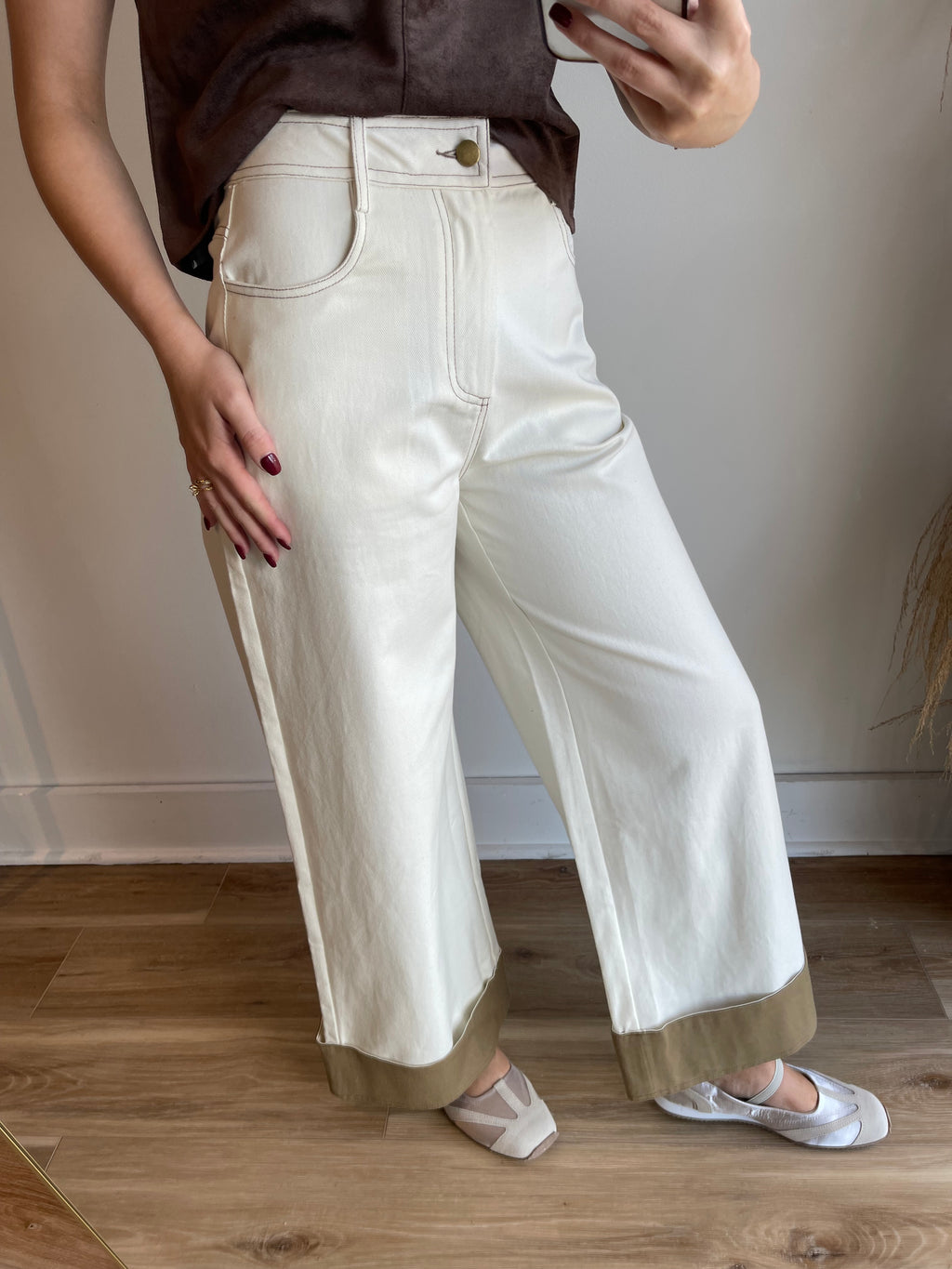 Contrast Cuff Denim Jeans