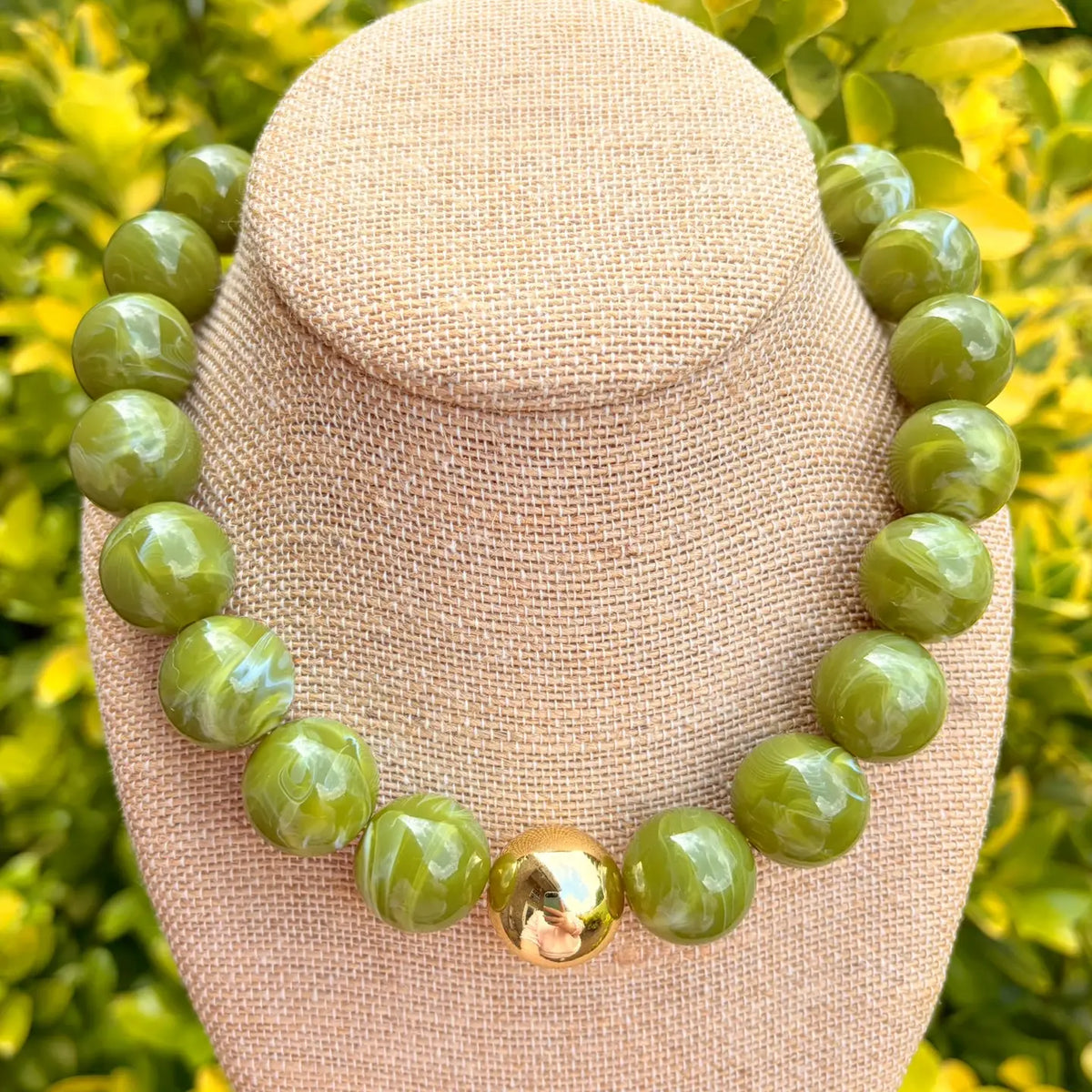 Green and Gold Bauble Necklace
