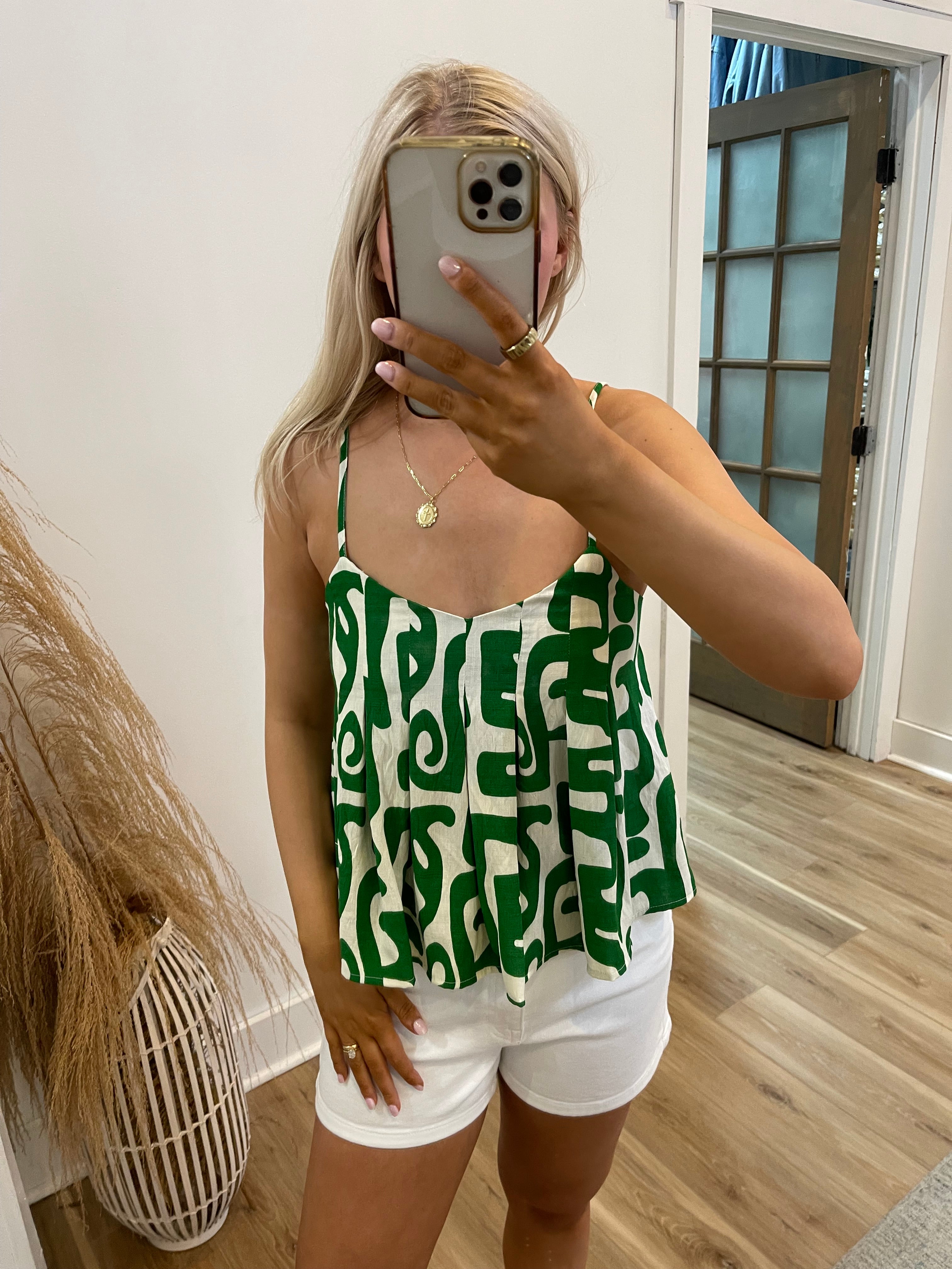 Geo Pleated Top