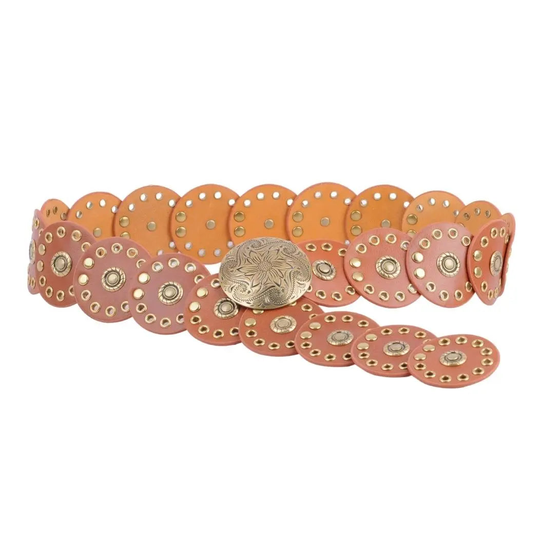 Leather Circle Caterpillar Belt