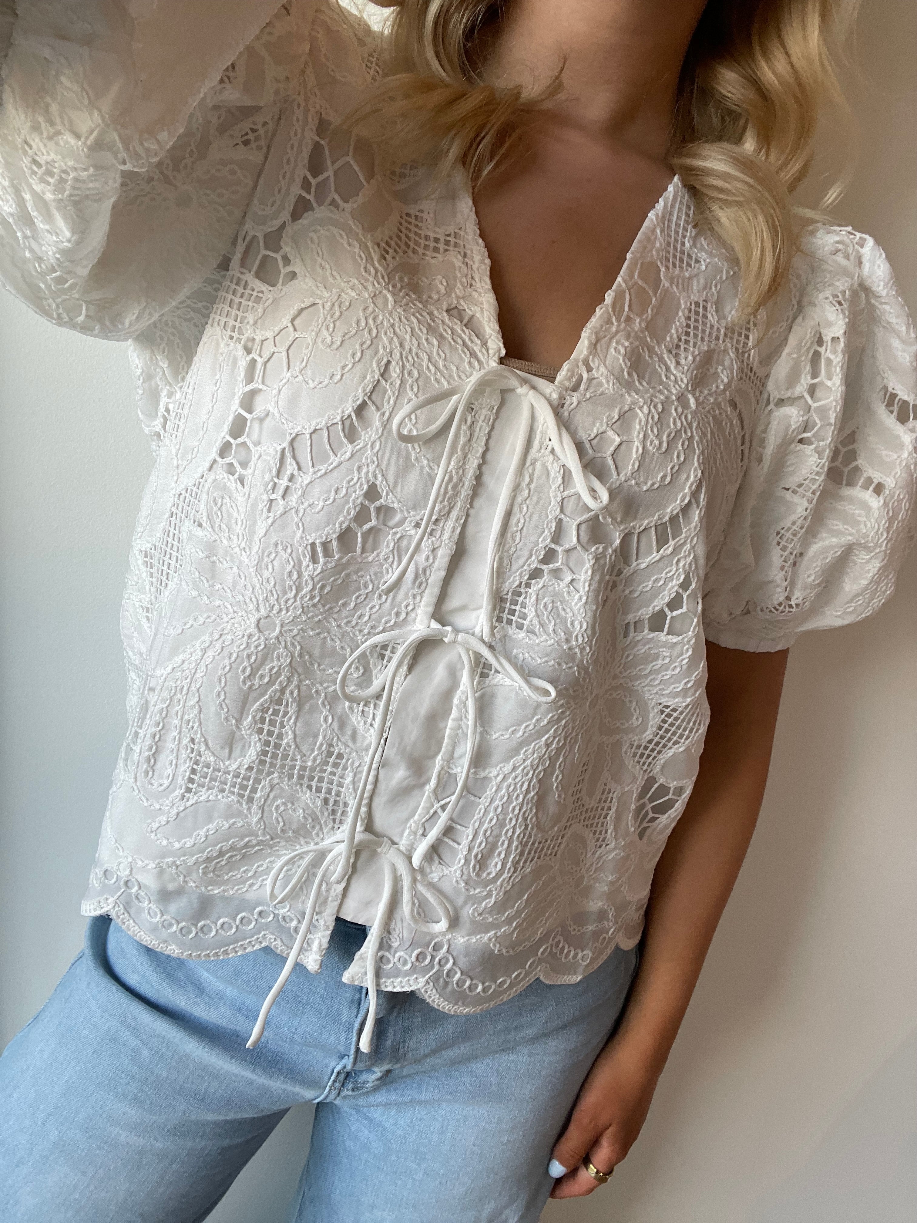 Friona Eyelet Puff Sleeve Top