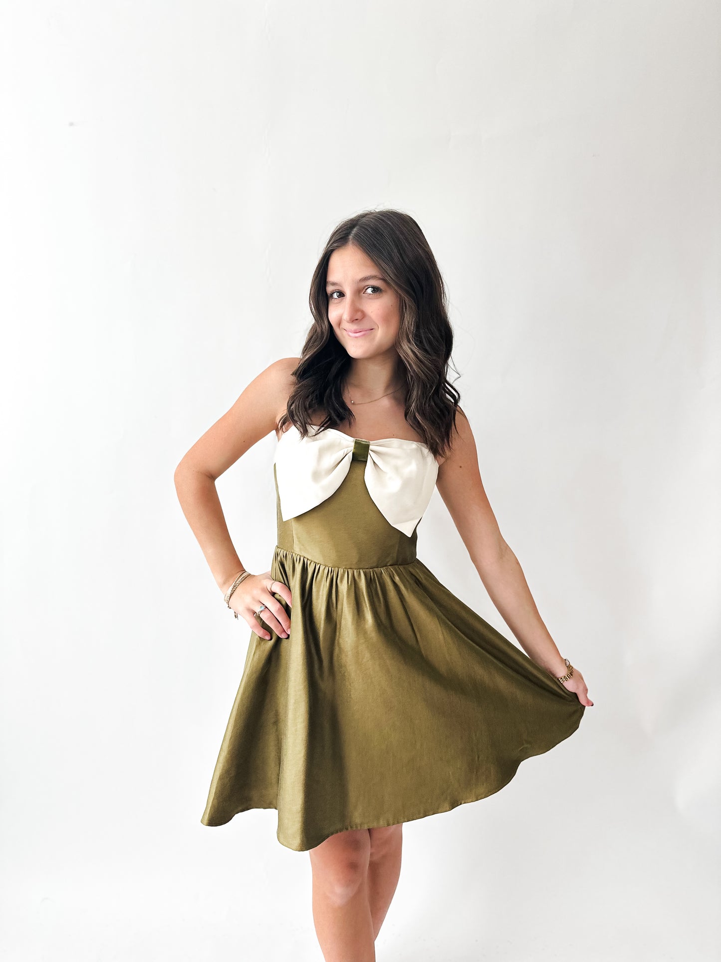 Jasmine Bow Front Mini Dress