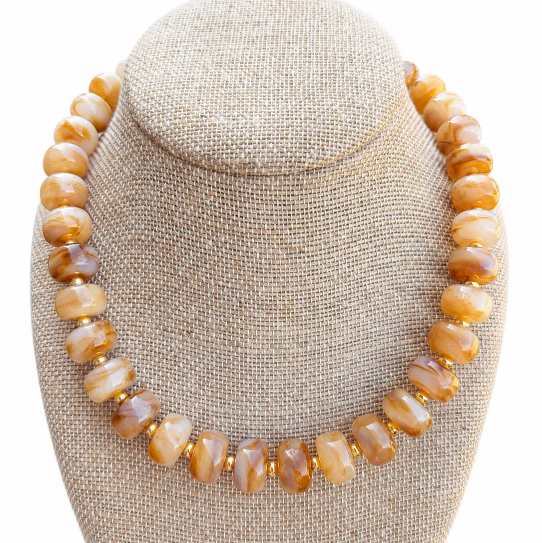 Caramel Round Beaded Necklace