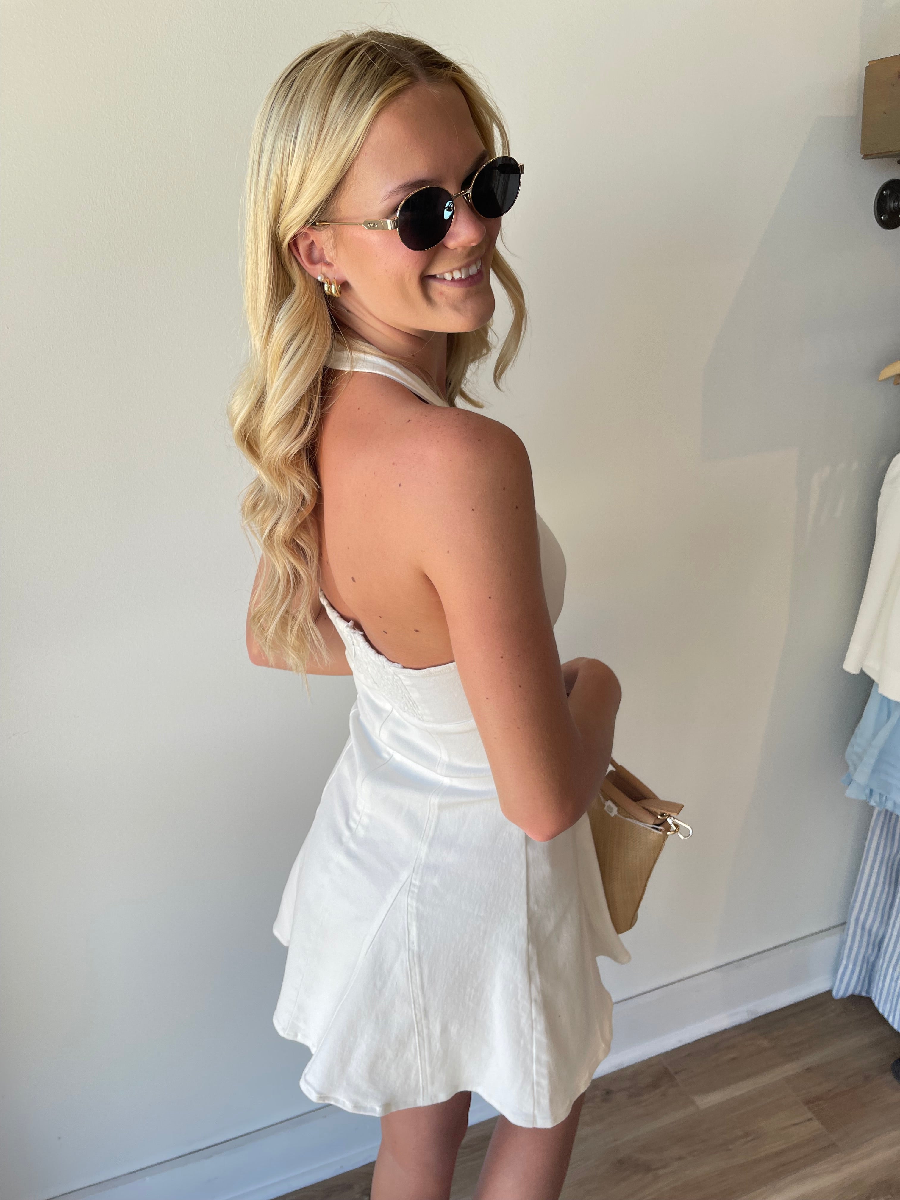 Denim Halter Mini Dress