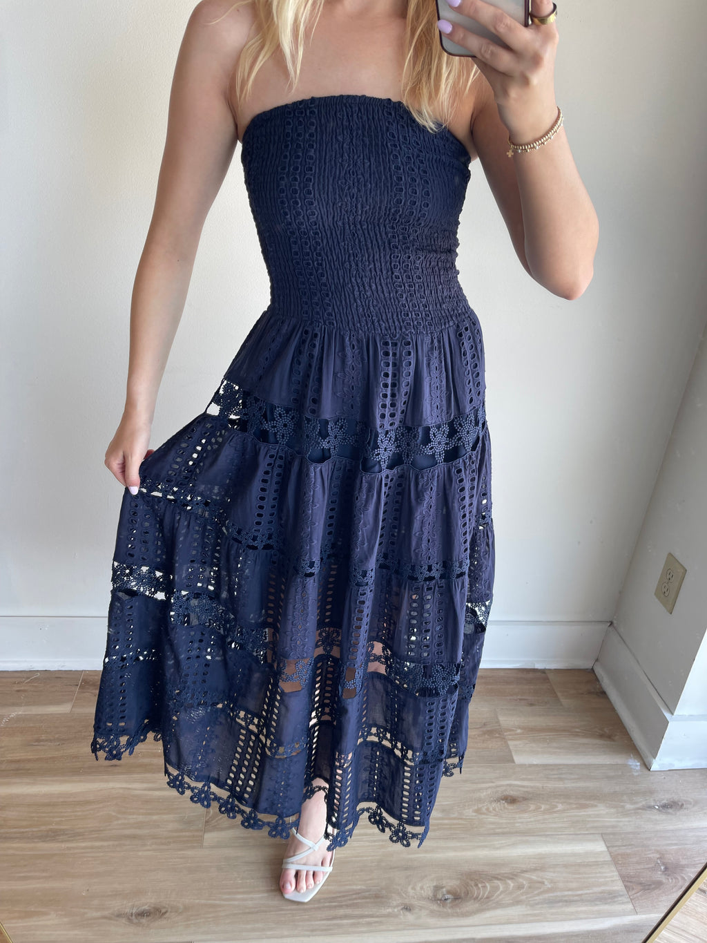 Charlie Eyelet Midi Dress