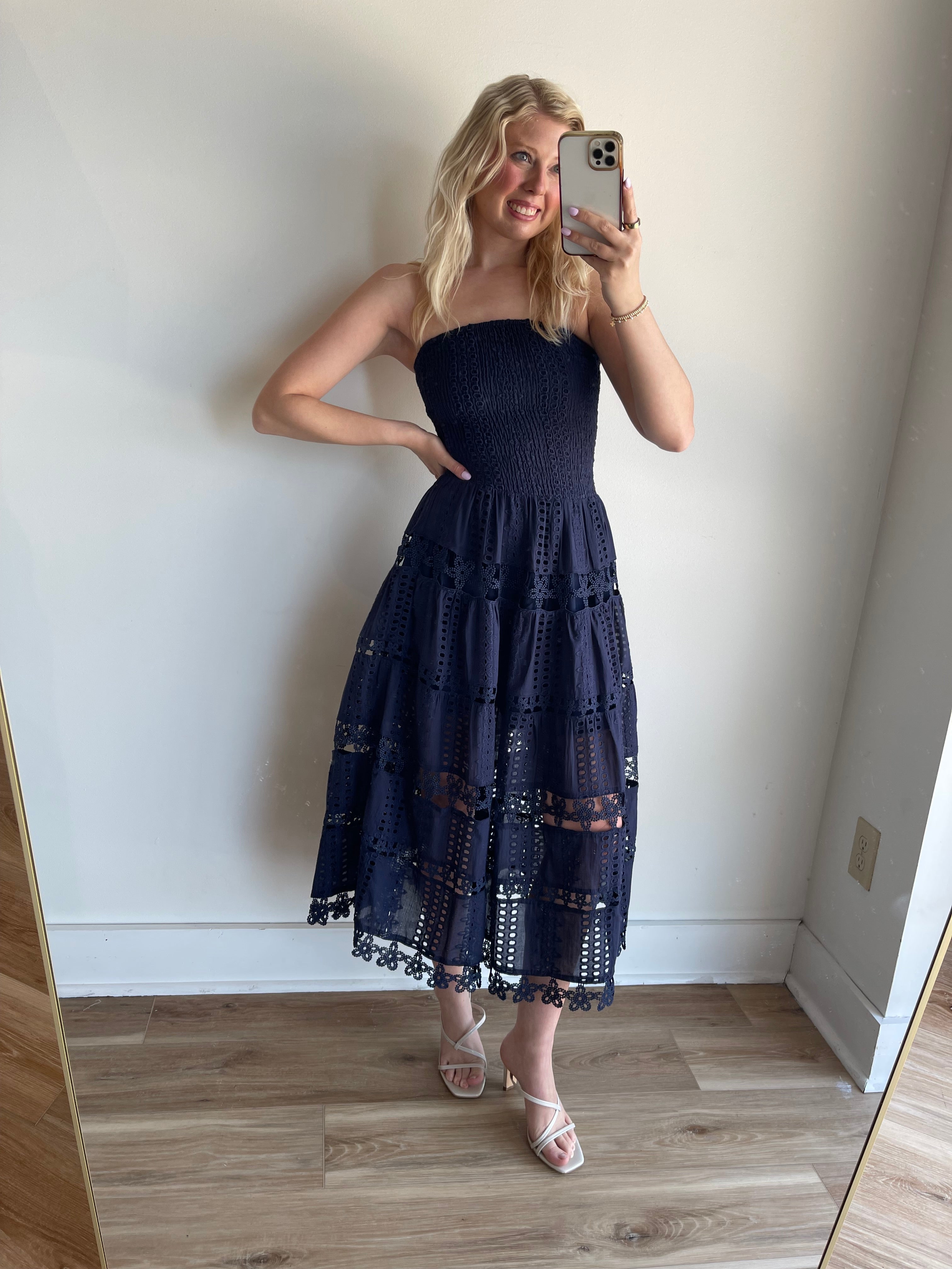 Charlie Eyelet Midi Dress