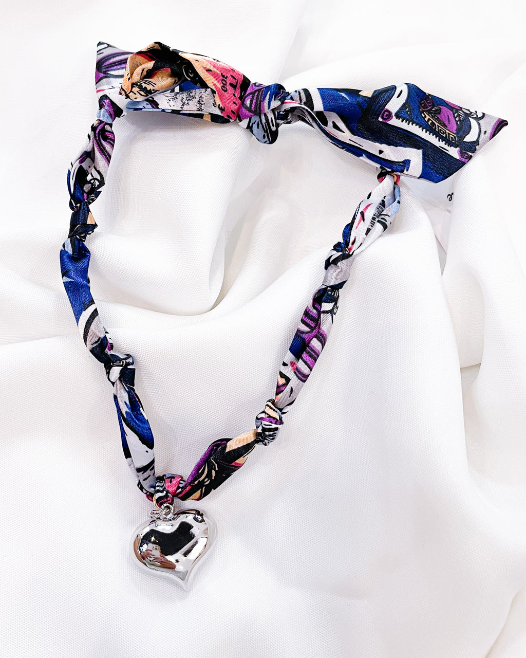 Bubble Heart Scarf Necklace