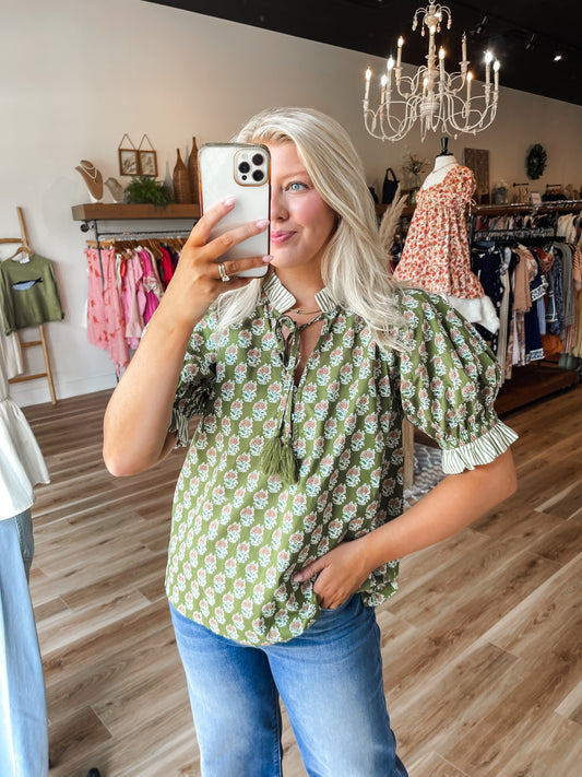 Botanical Puff Sleeve Top