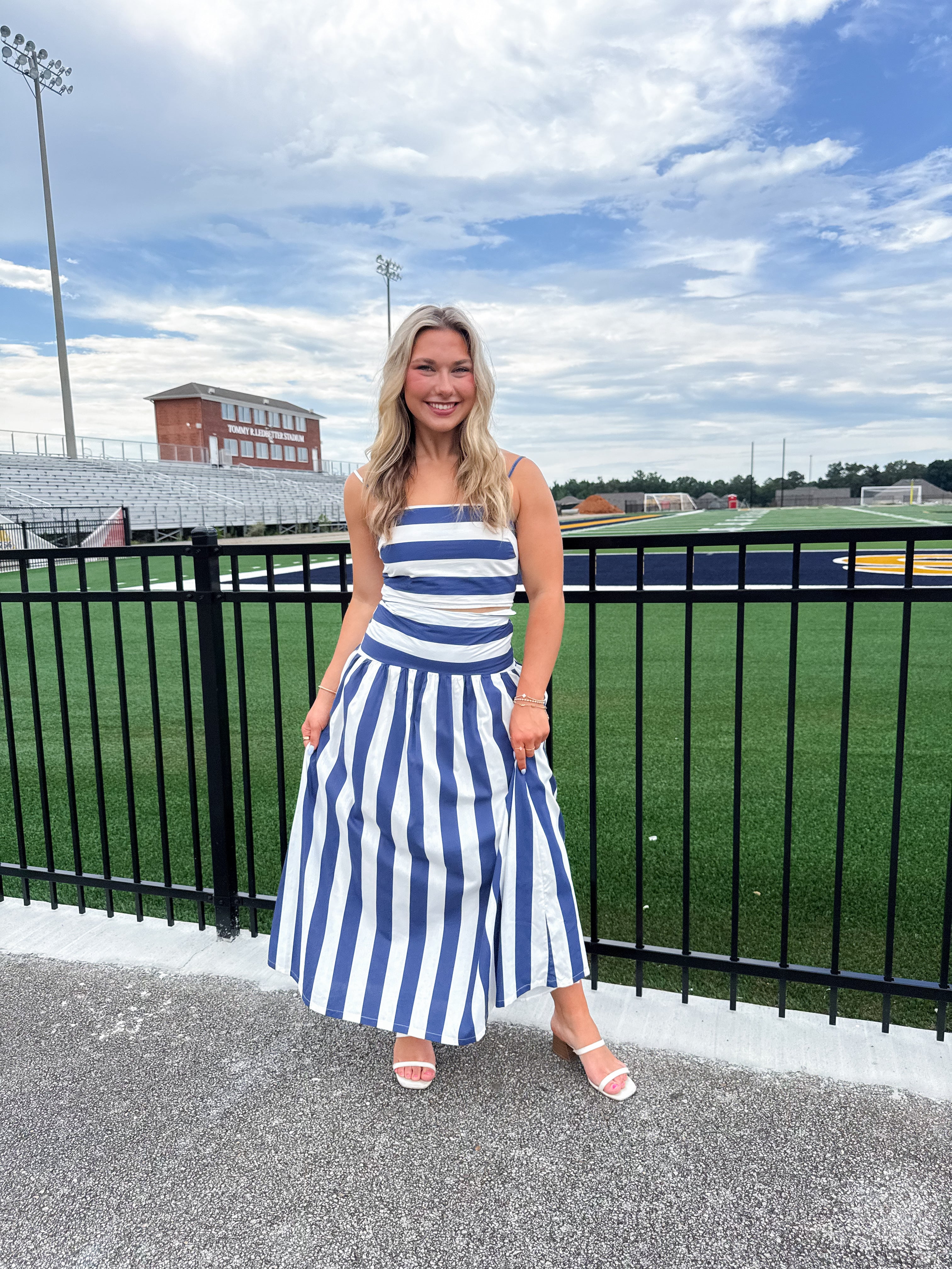 Trinity Striped Midi Skirt