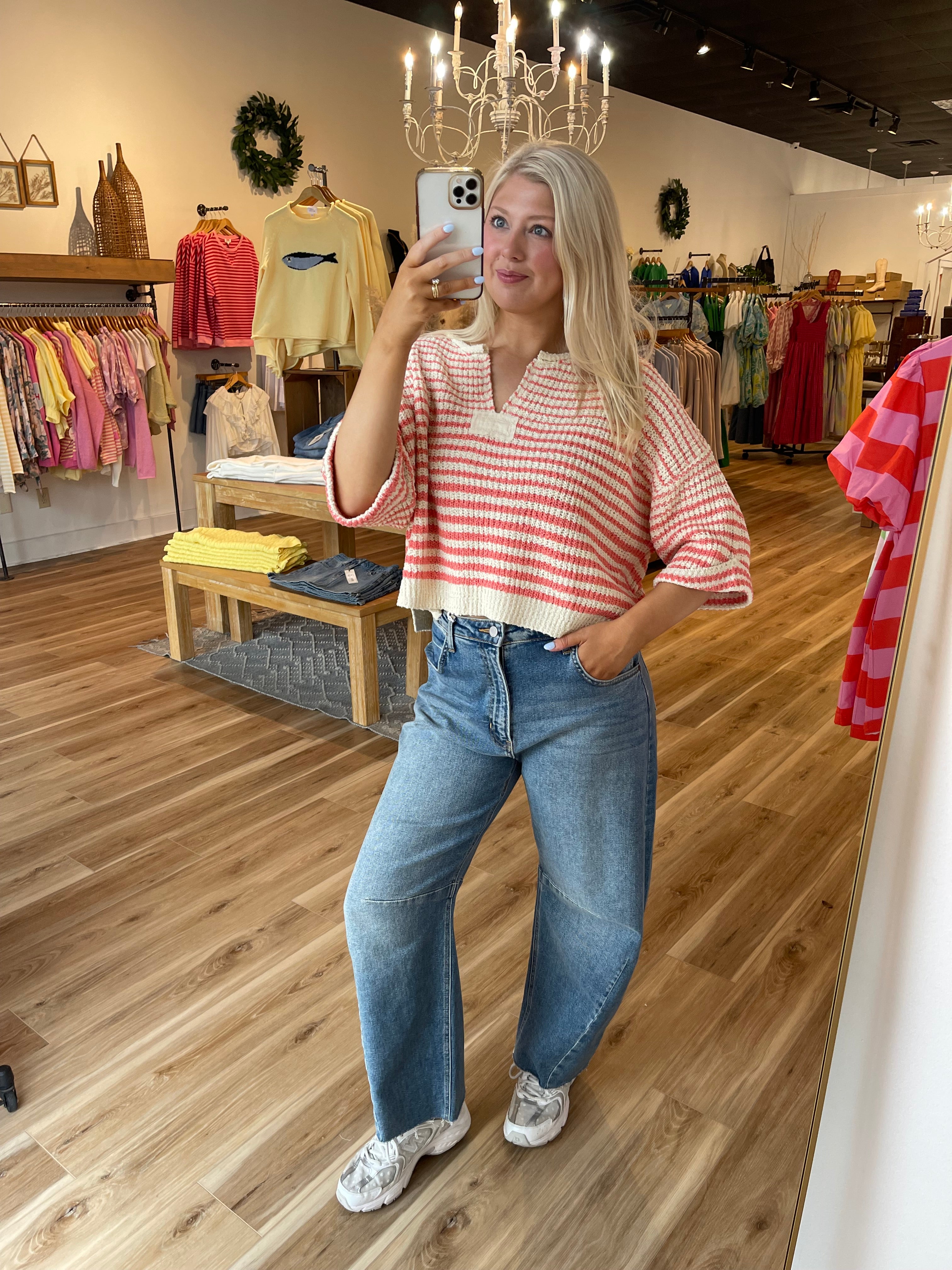 Sage Striped Knit Sweater