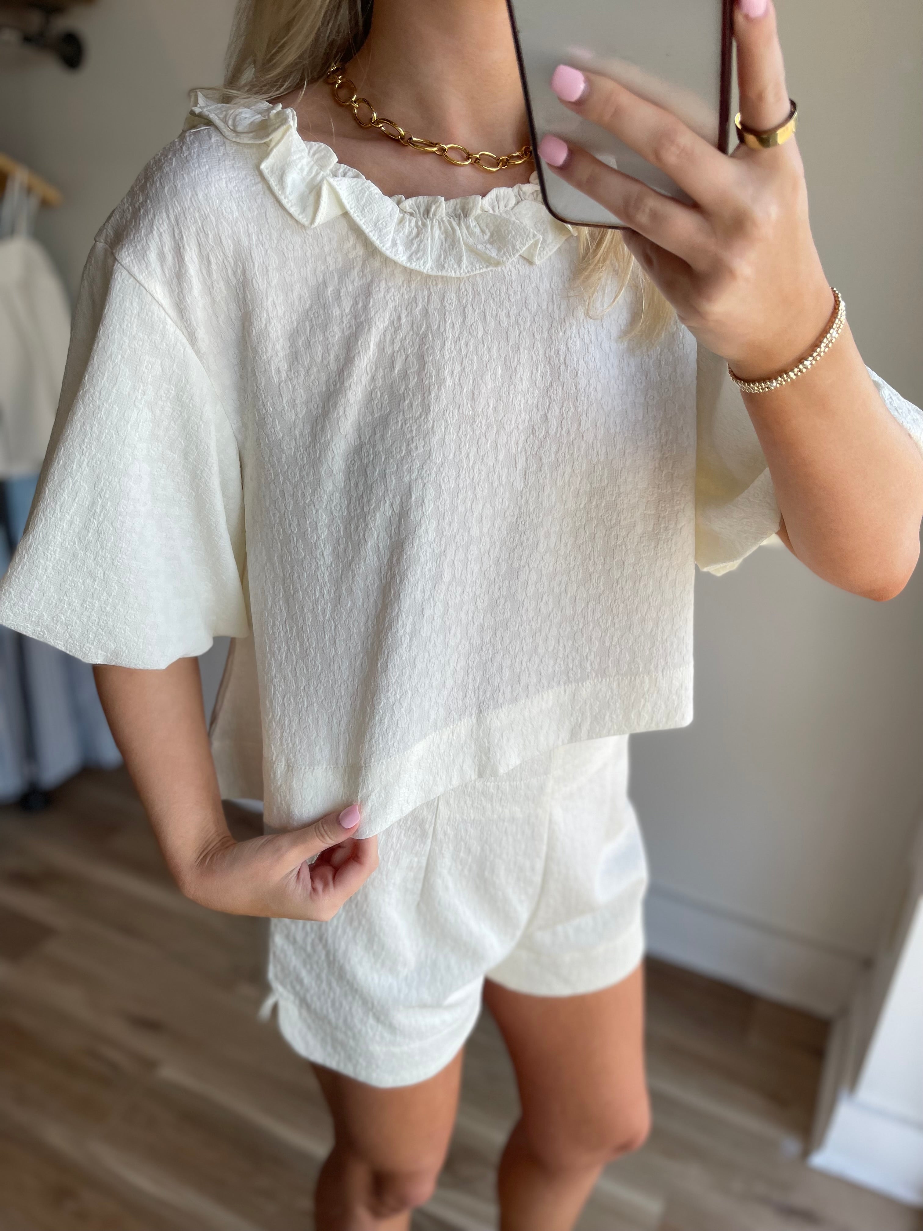 Emmie Ruffle Neckline Top