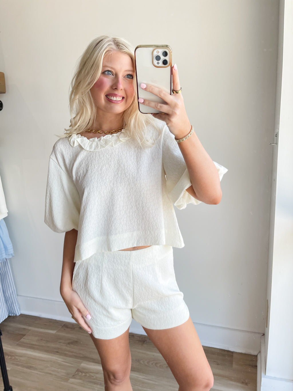 Emmie Ruffle Neckline Top