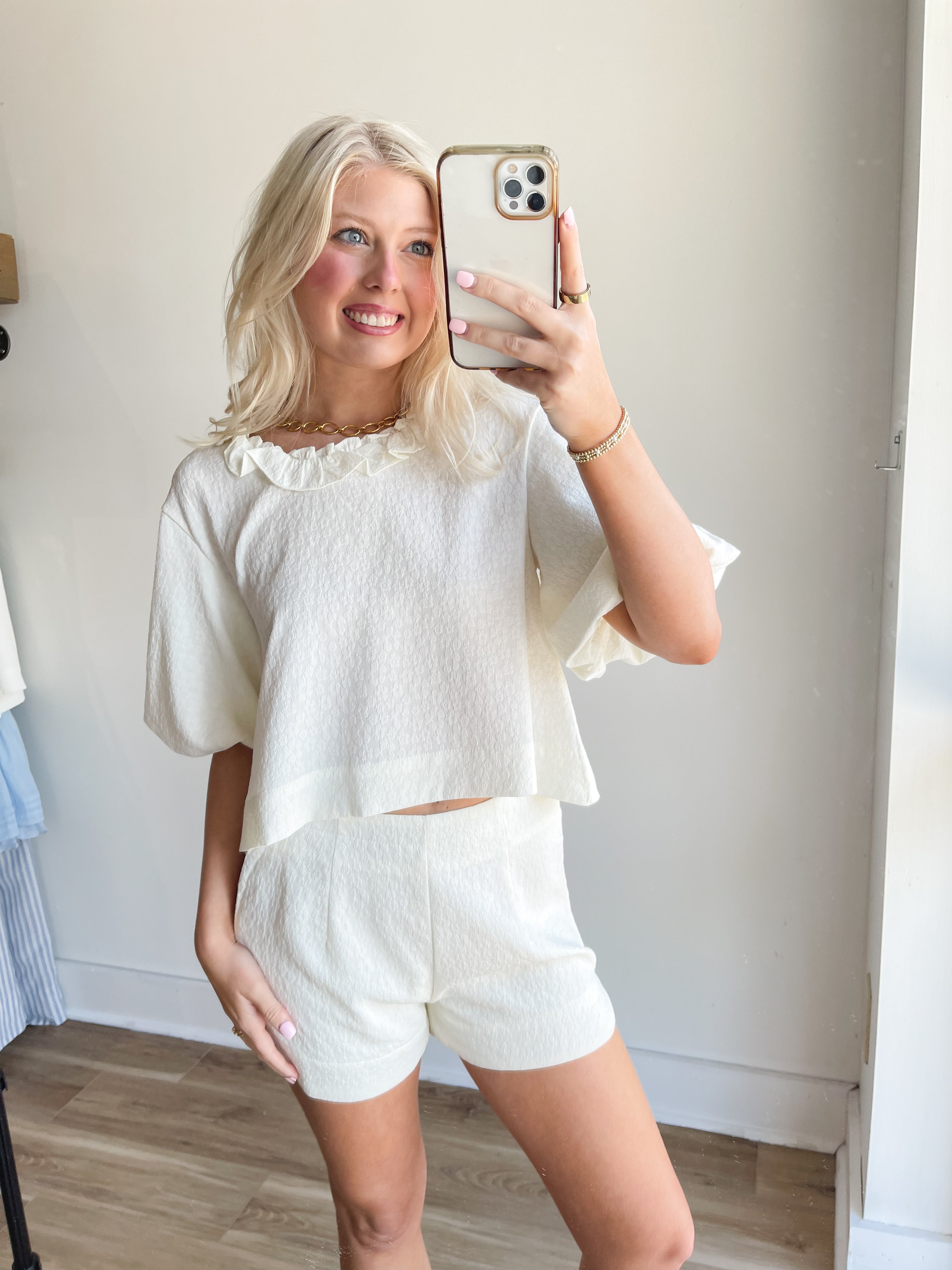 Emmie Ruffle Neckline Top