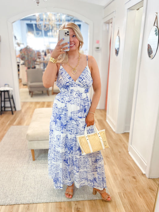 Santorini Coastal Maxi Dress