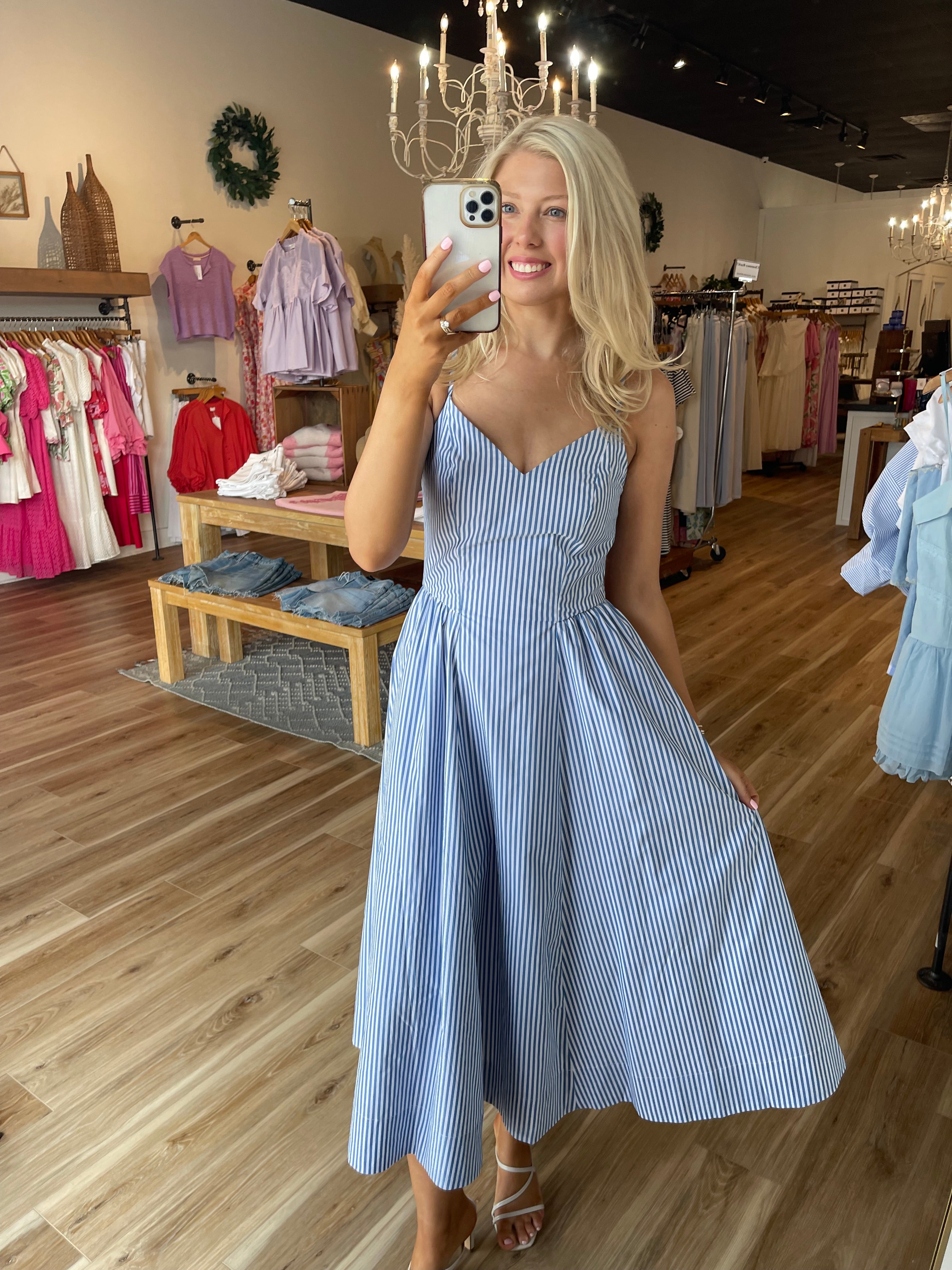 Clara Striped Midi Dress
