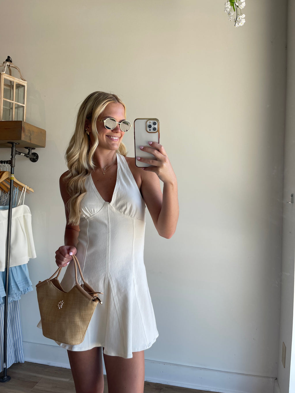 Denim Halter Mini Dress