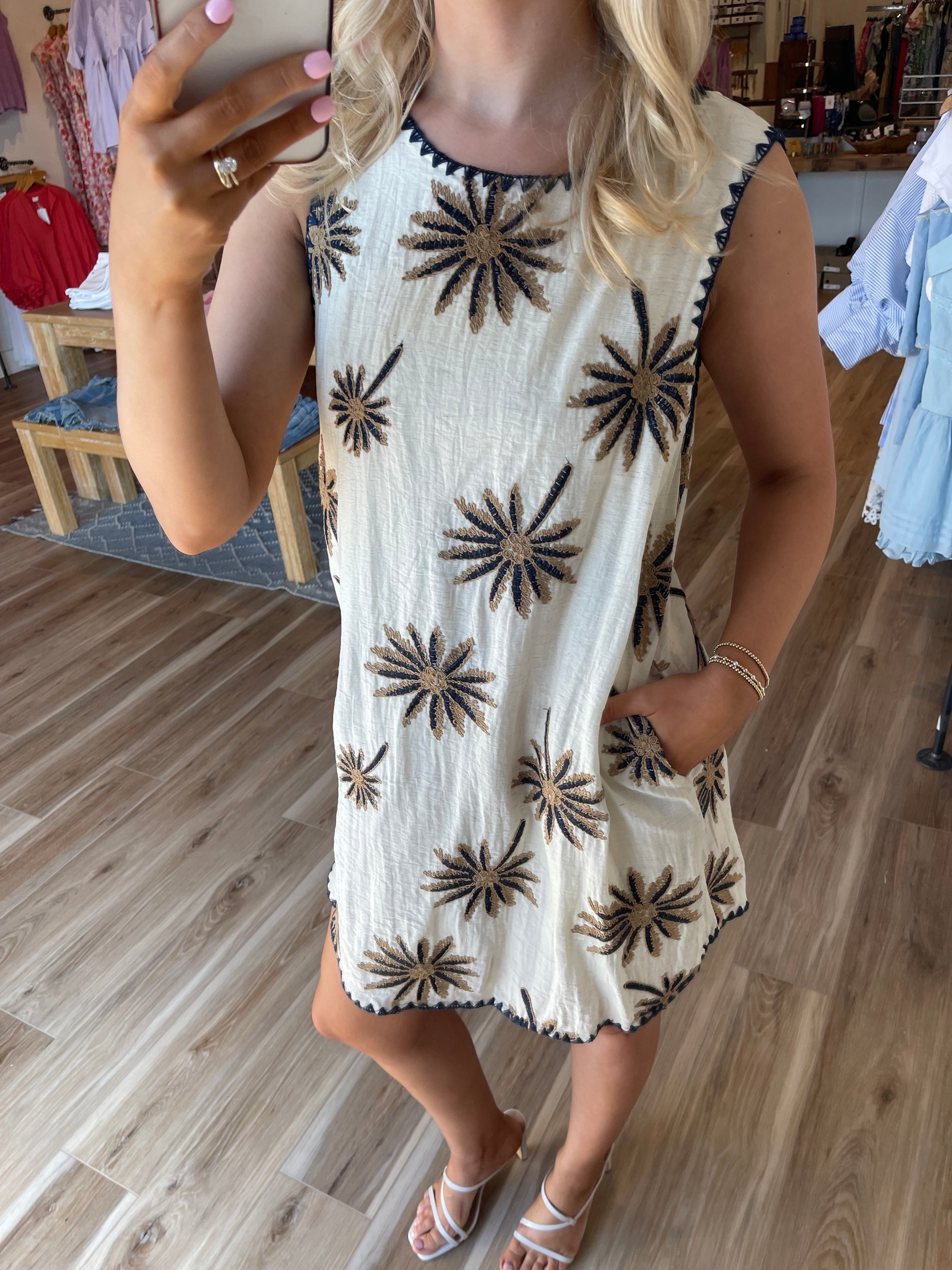 Palm Shift Mini Dress