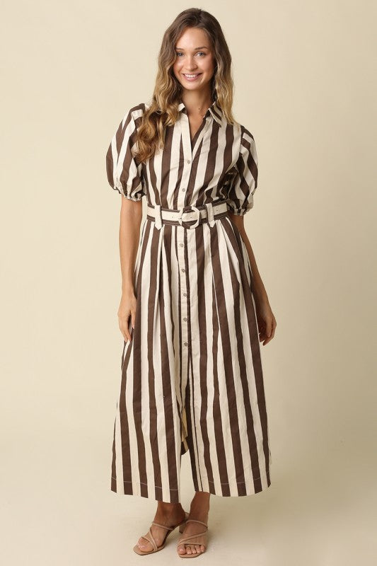 Flora Stripe Midi Dress