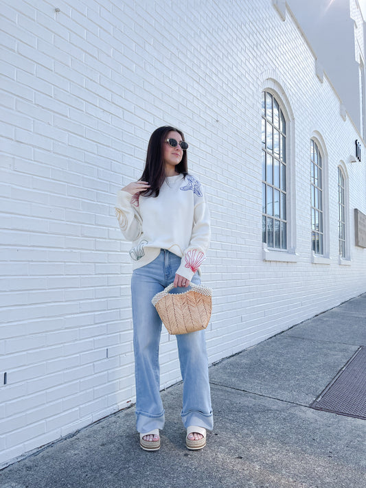 Seashell Embroidered Sweater