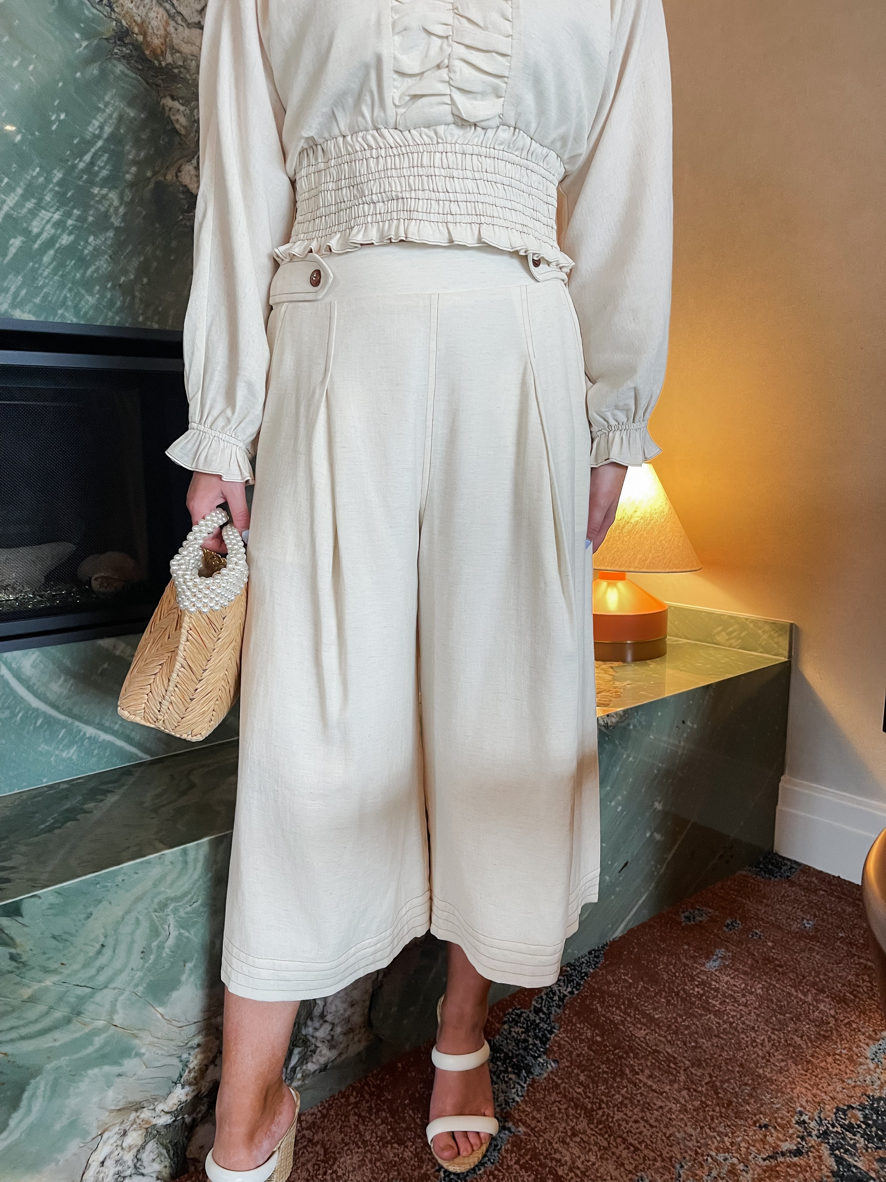 Capri Wide Leg Linen Pants