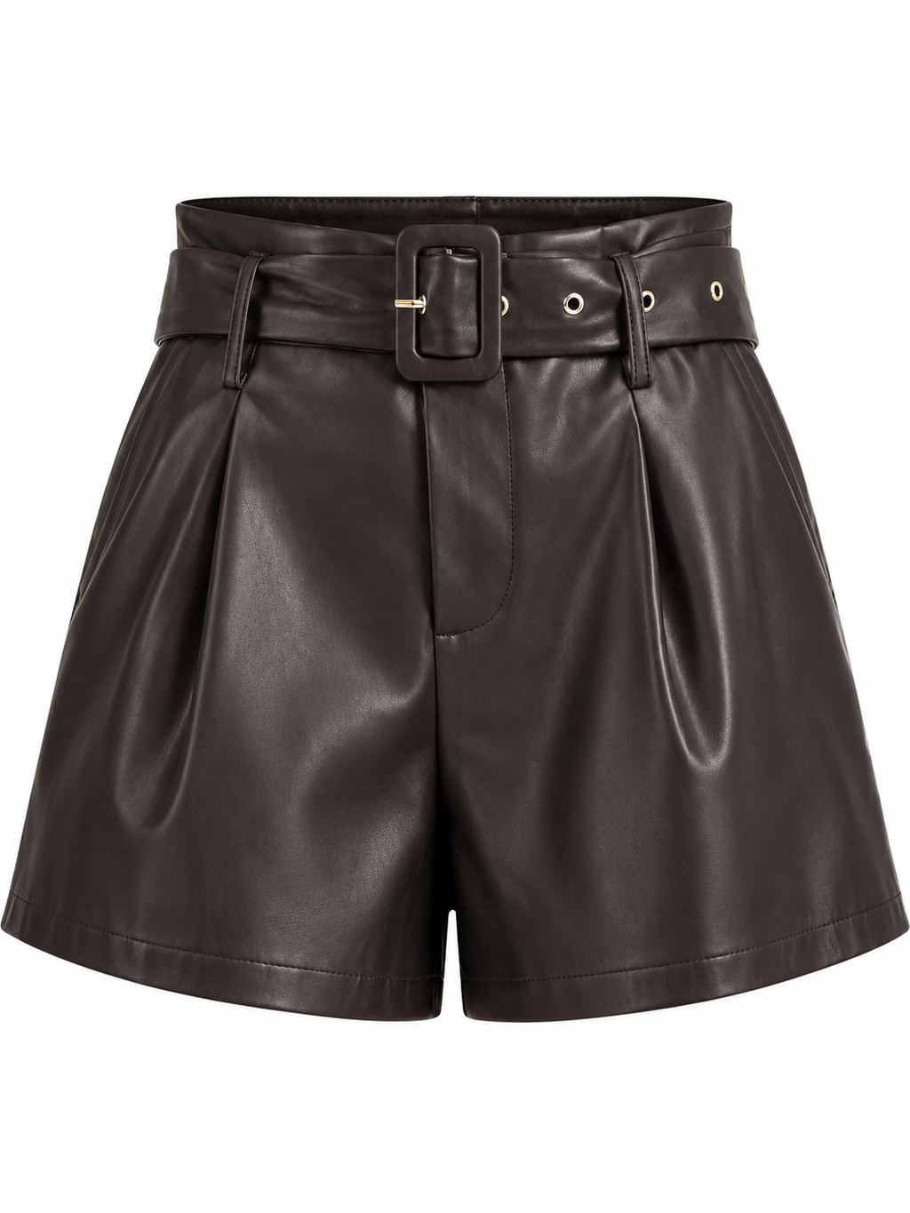 Jessie Belted Leather Shorts