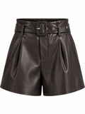 Jessie Belted Leather Shorts