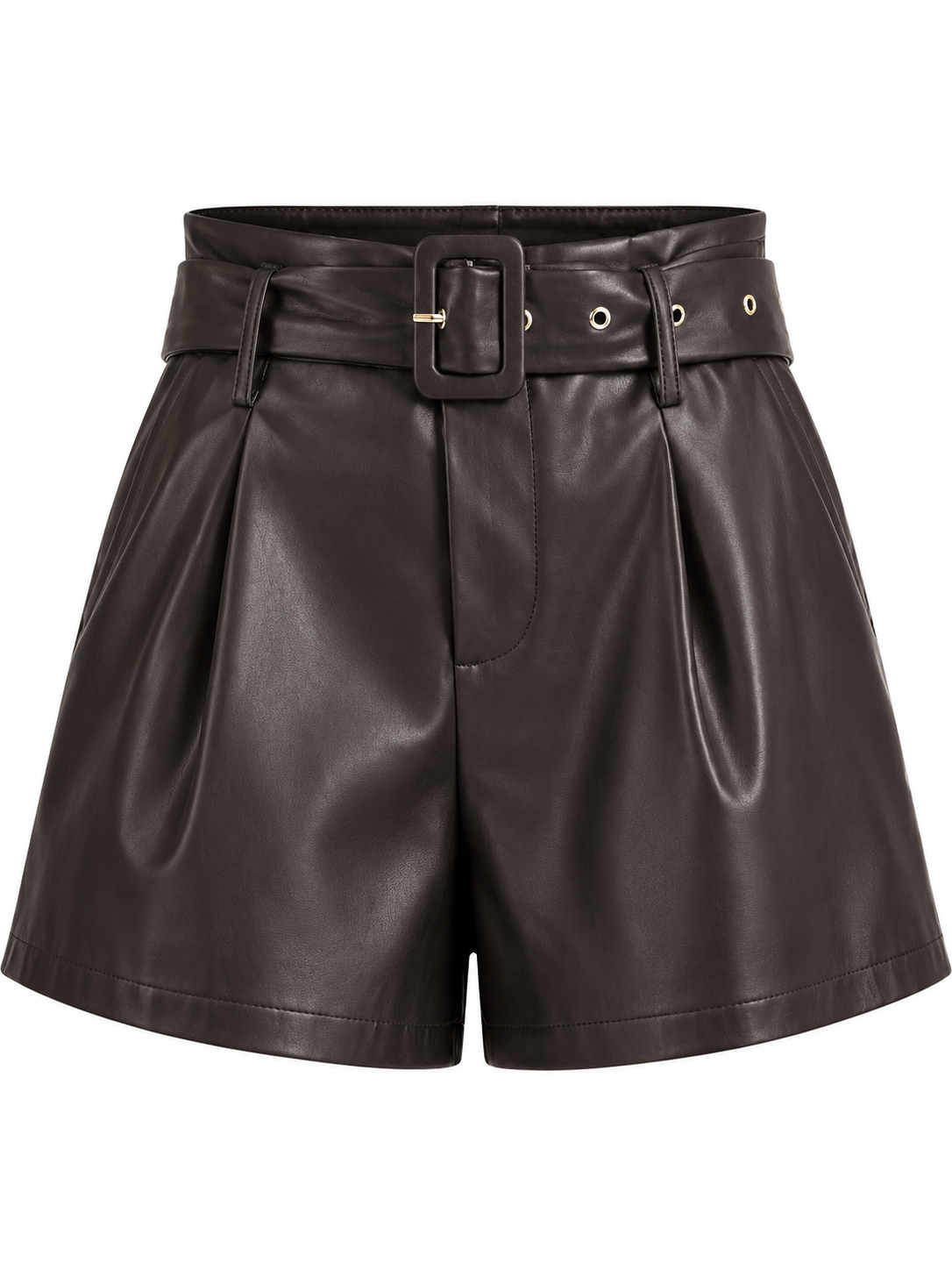 Jessie Belted Leather Shorts