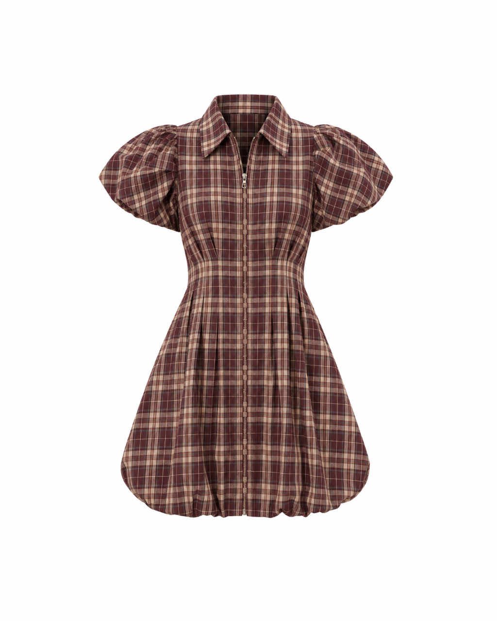 Jean Plaid Bubble Mini Dress