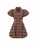 Jean Plaid Bubble Mini Dress