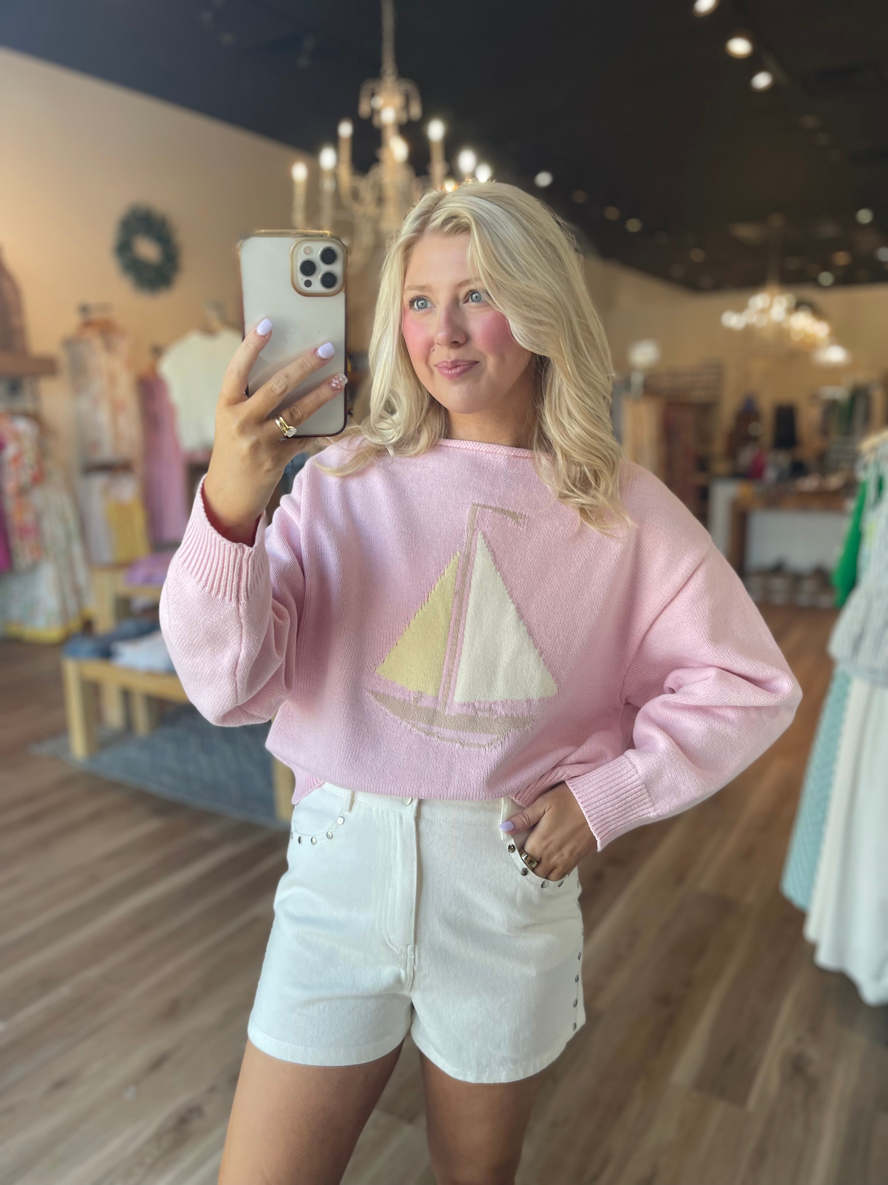 Sailboat Roll Neck Sweater