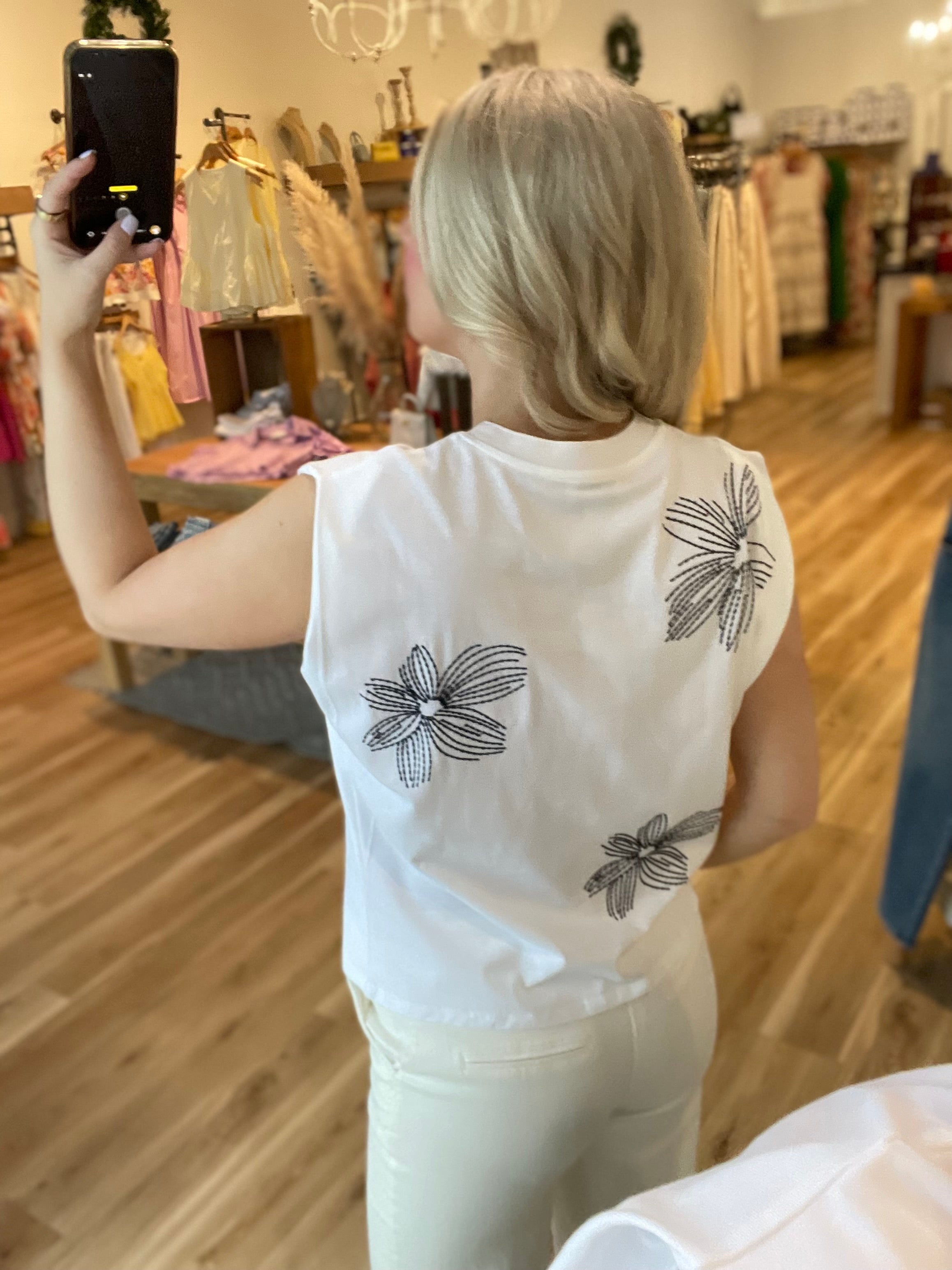 Emma Embroidered Wide Cropped