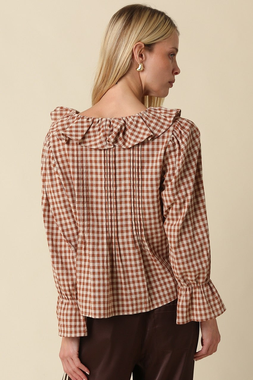 Hazel Gingham Ruffle Blouse