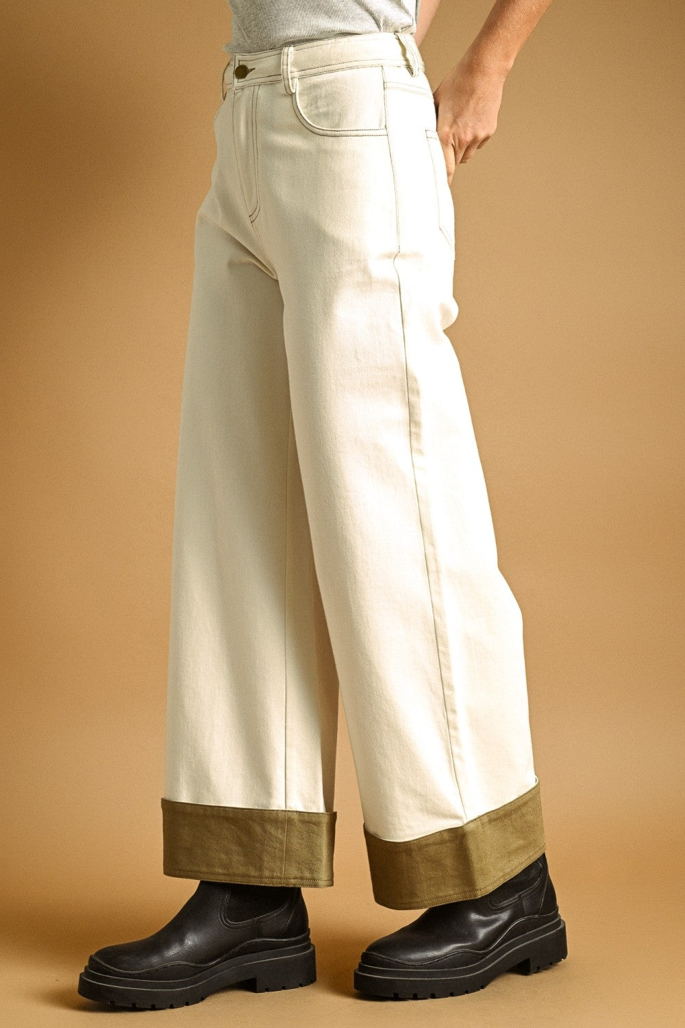 Contrast Cuff Denim Jeans