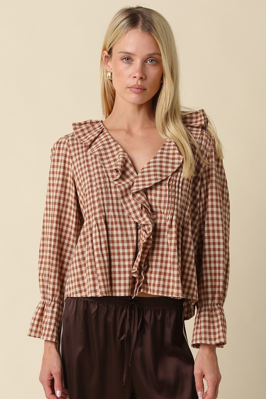 Hazel Gingham Ruffle Blouse