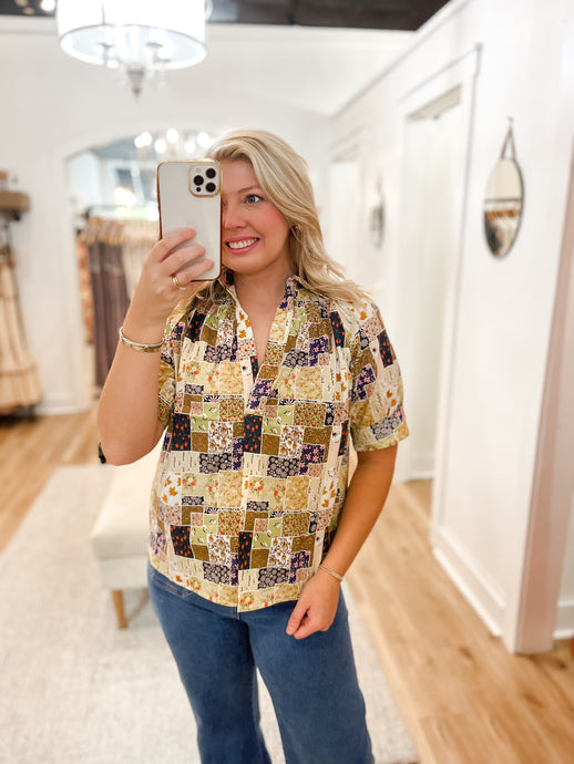 Patches Button Up Blouse