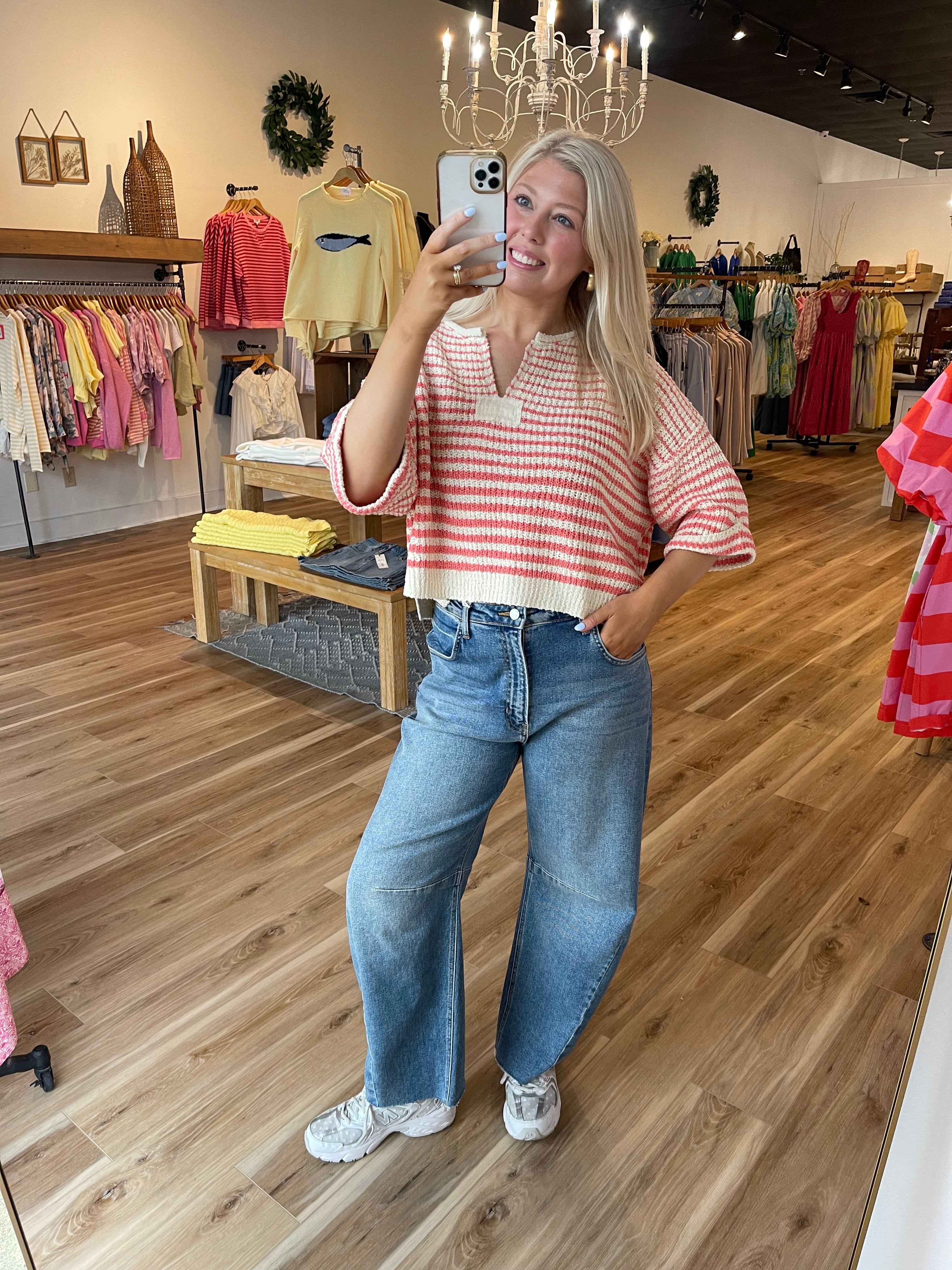 Sage Striped Knit Sweater