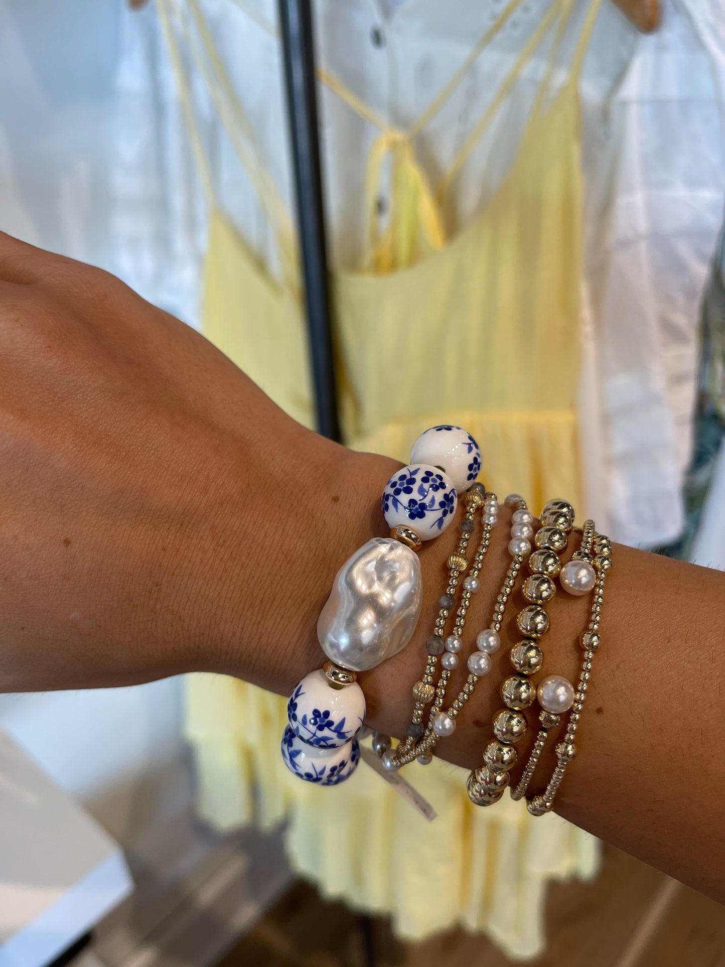 Flower Printed Ball Bracelet