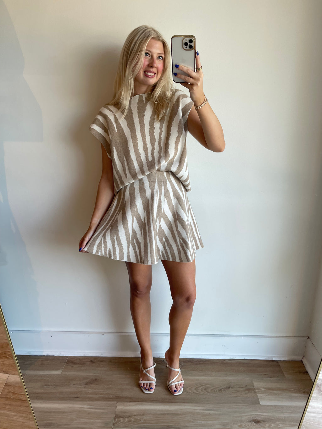 Tiger Mock Neck Knit Top