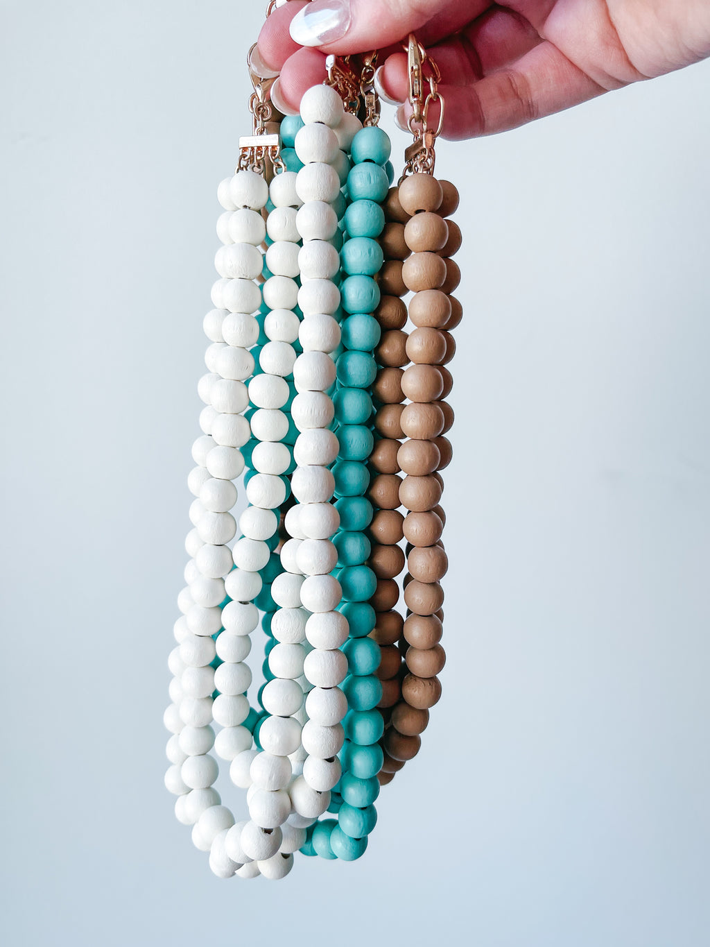3 Row Wood Beaded Necklace