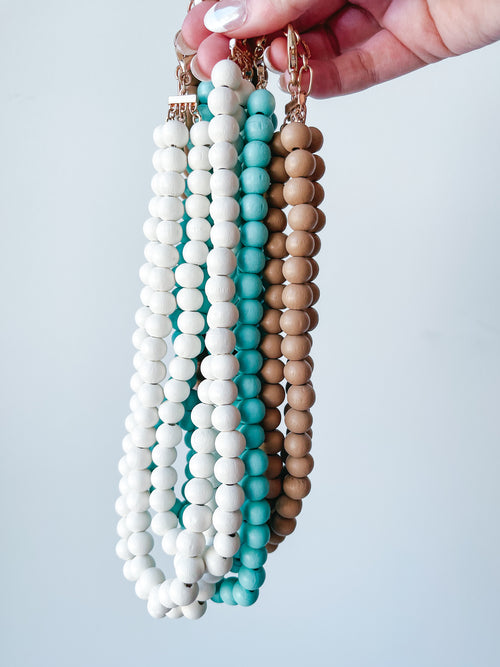 3 Row Wood Beaded Necklace
